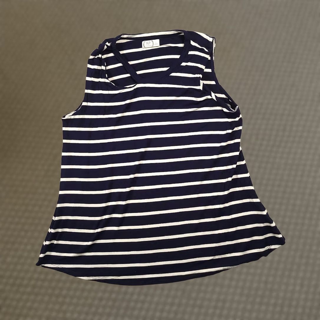 Vintage Maurices 24/7 Tank Top Shirt Womens Large Blue Striped Scoop Neck Stretch Tank Size L / US 10 / IT 46 - 1 Thumbnail