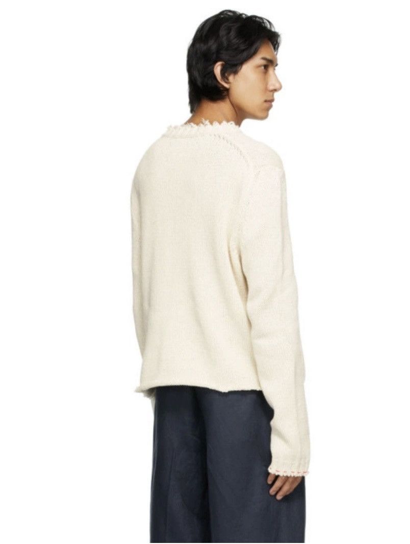 Maison Margiela Off-White Distressed V-Neck Sweater Size US M / EU 48-50 / 2 - 4 Thumbnail