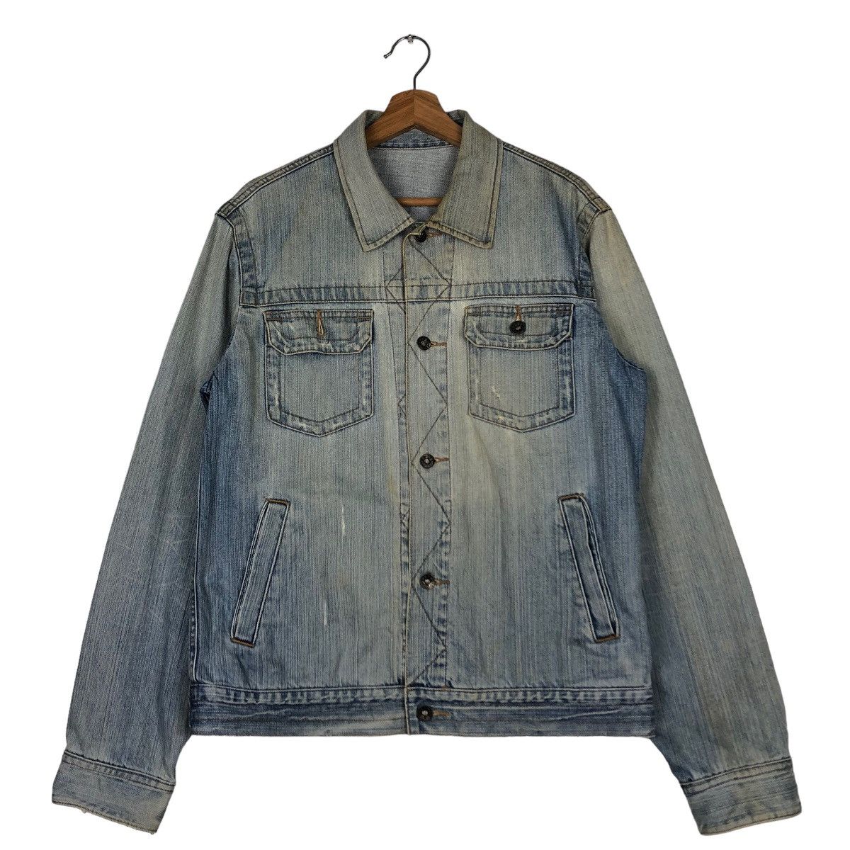 Japanese Brand 🔥Vtg Denim Biker Jacket Topvalu Issey Miyake Japan Size US L / EU 52-54 / 3 - 1 Thumbnail