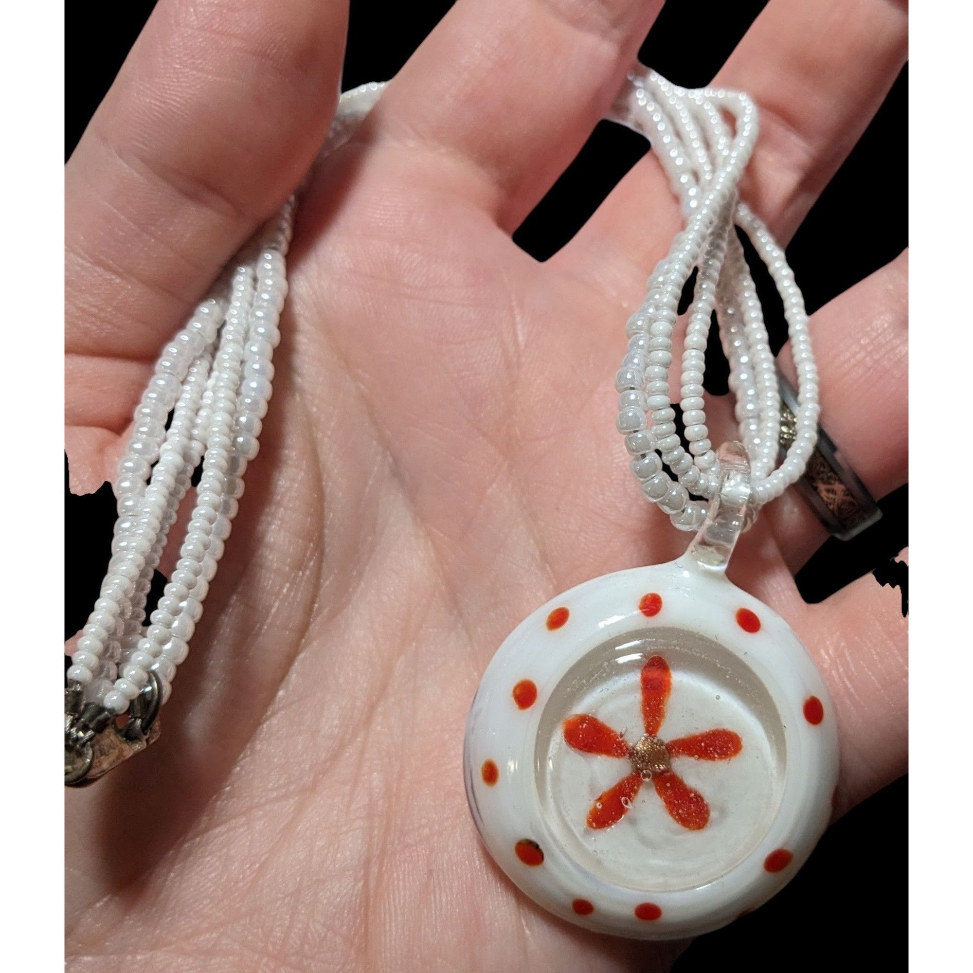 Other Floral Candycane Winter Glass Beaded Necklace Size ONE SIZE - 6 Thumbnail