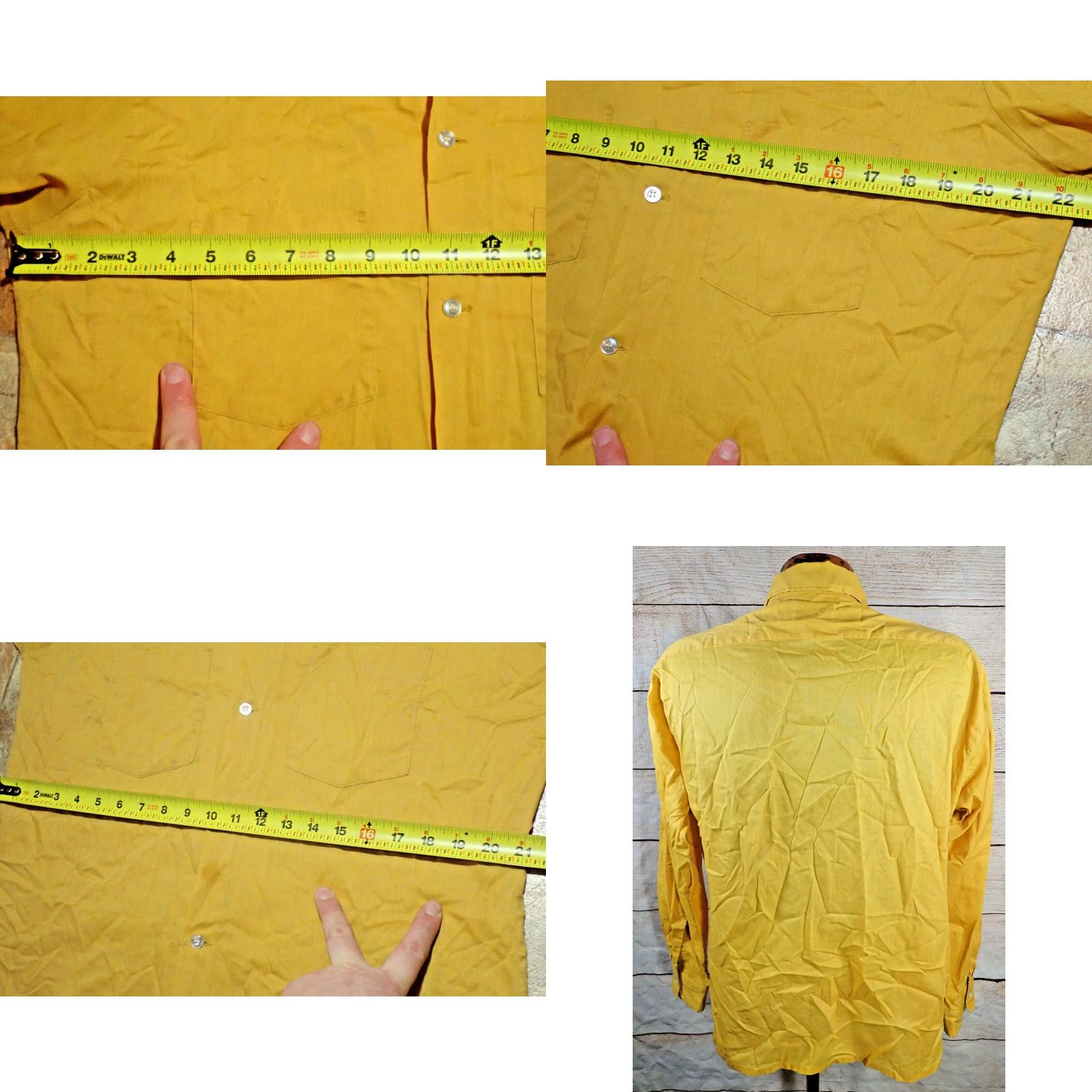 Arrow VINTAGE Arrow Sanforized Loop Collar Shirt Adult L Long Sleeve 1950s Rockabilly Yellow 45" Chest Mens Size US L / EU 52-54 / 3 - 8 Thumbnail