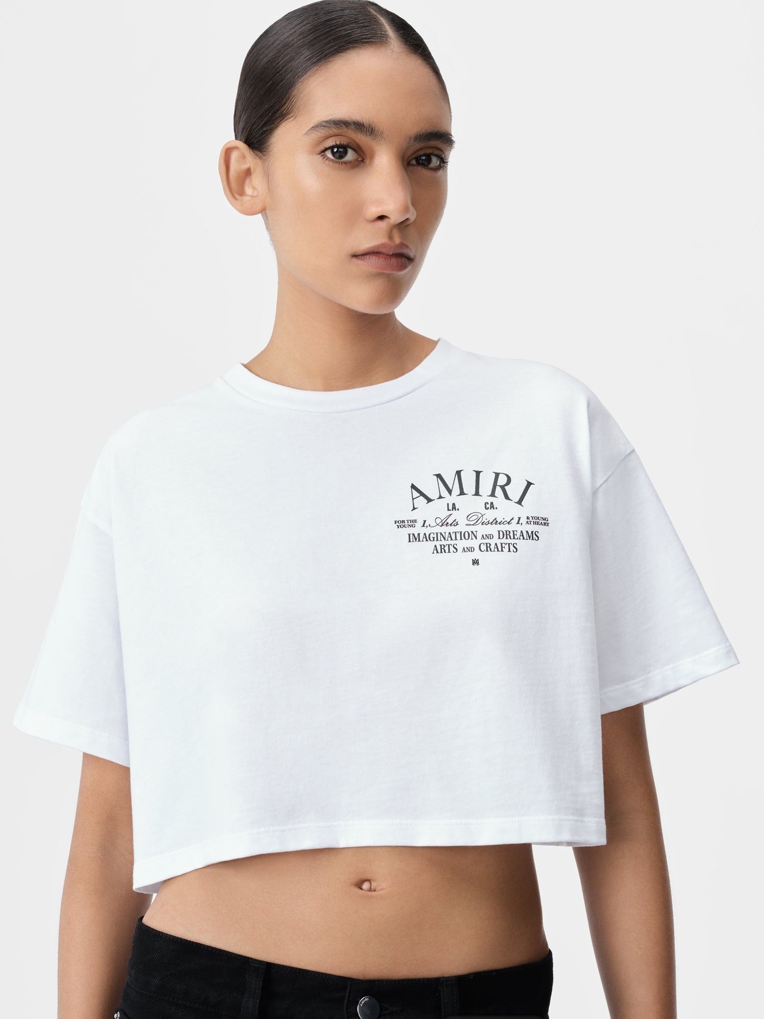 Amiri oc11z0325 Arts District Cropped T-Shirt in White Size L / US 10 / IT 46 - 5 Thumbnail