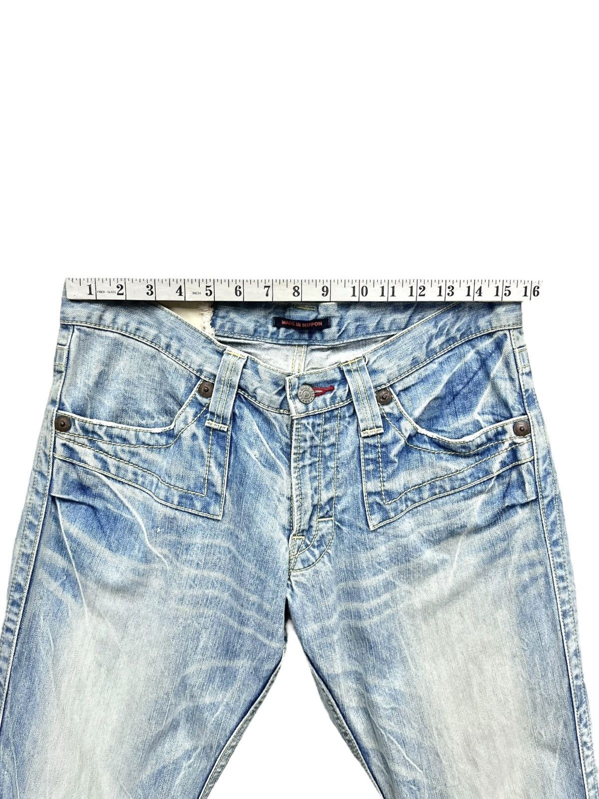 Blue Blue Japan 🔥LIGHT ACID WASH Clawmark Whisker Distressed Lowrise FLARE Size US 31 - 12 Thumbnail