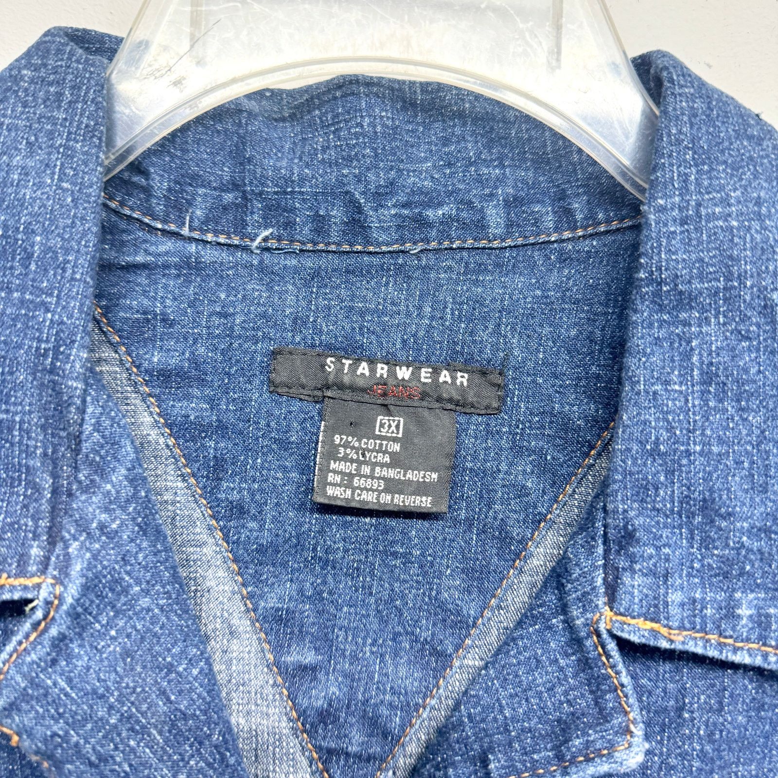 Vintage Vtg STARWEAR DENIM Jumper Romper Blue Jean Short Sleeve 3X Size 36" / US 14 / IT 50 - 2 Thumbnail