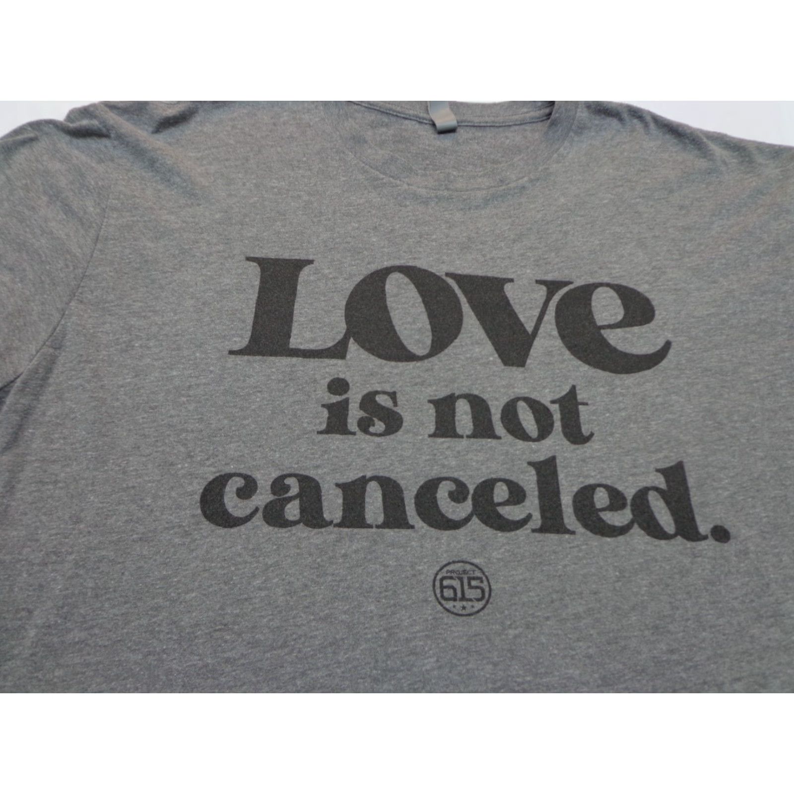 Y/Project Project 615 LOVE IS NOT CANCELED Heather Gray T Shirt XL Size Mens Short Sleeve Cotton Blend Size US XL / EU 56 / 4 - 2 Thumbnail