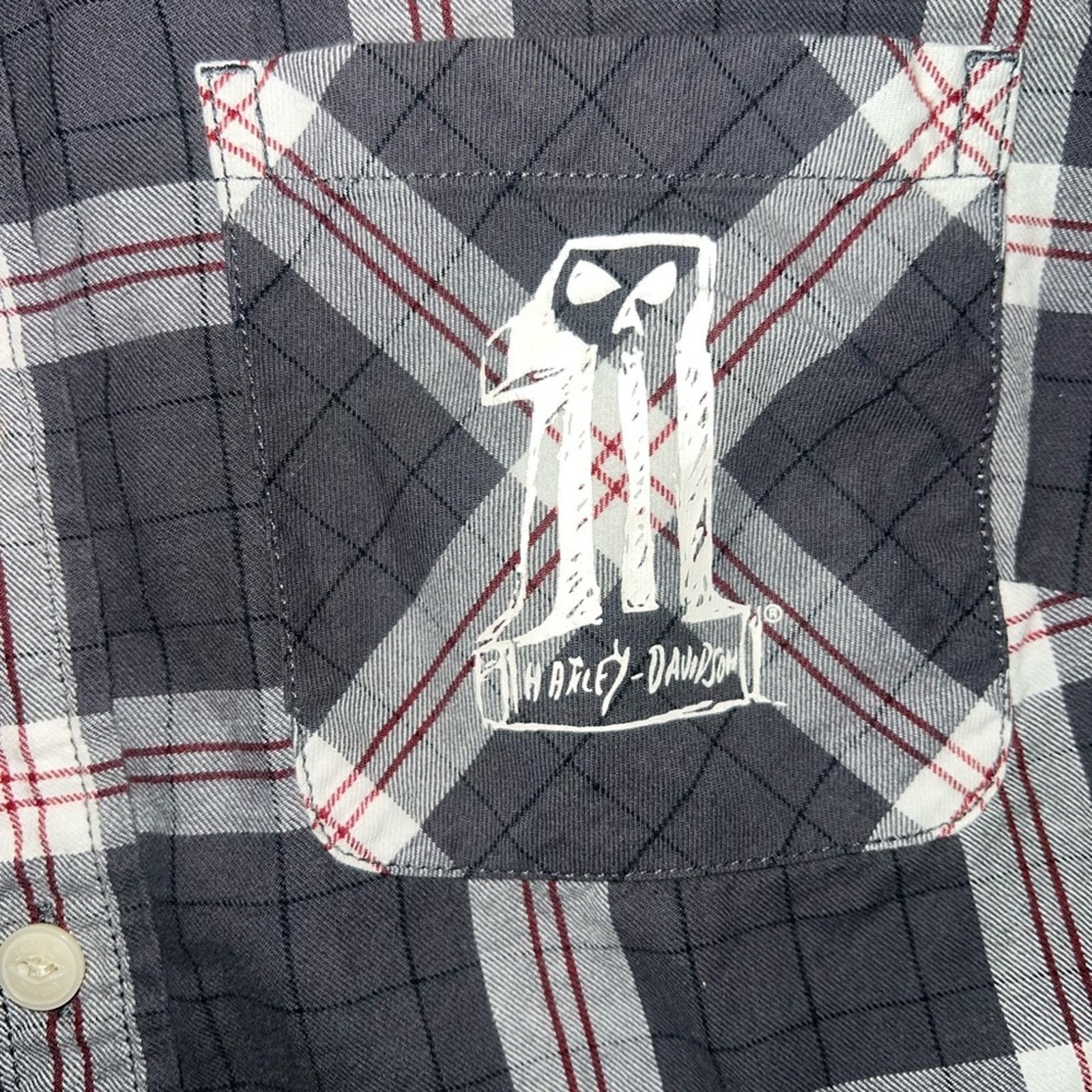 Harley Davidson Harley-Davidson Plaid White & Black Button-Up Shirt Size US L / EU 52-54 / 3 - 5 Thumbnail