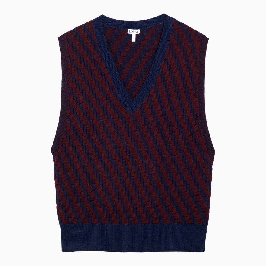 Loewe o1d2blof0824 Cotton Waistcoat in Red & Blue Size S / US 4 / IT 40 - 1 Thumbnail