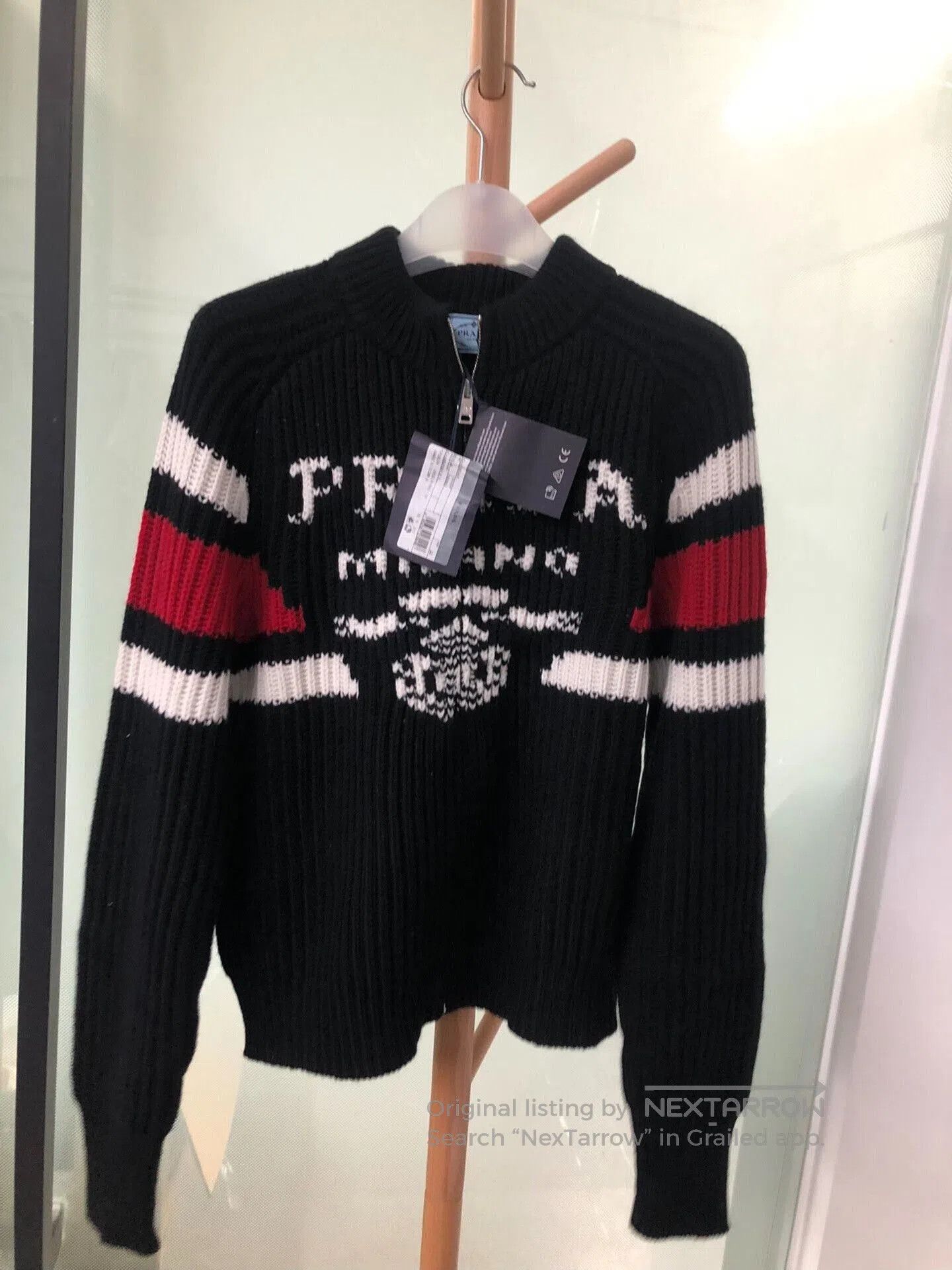 Prada Black Knitted Prada Sweater with Stripes. Size US S / EU 44-46 / 1 - 1 Thumbnail