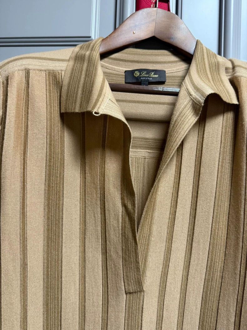 Loro Piana LORO PIANA Silk blended collar long sleeve with side slits Size S / US 4 / IT 40 - 2 Thumbnail