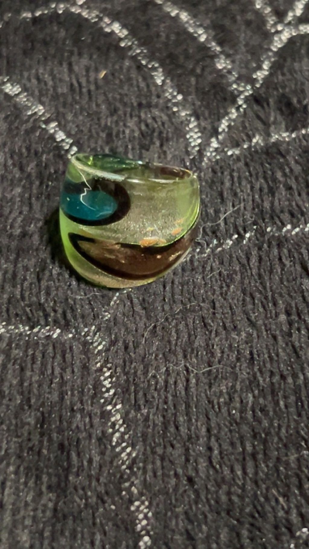 The Unbranded Brand Women's Unbranded Green and Brown Glass Ring, One Size Size ONE SIZE - 2 Thumbnail