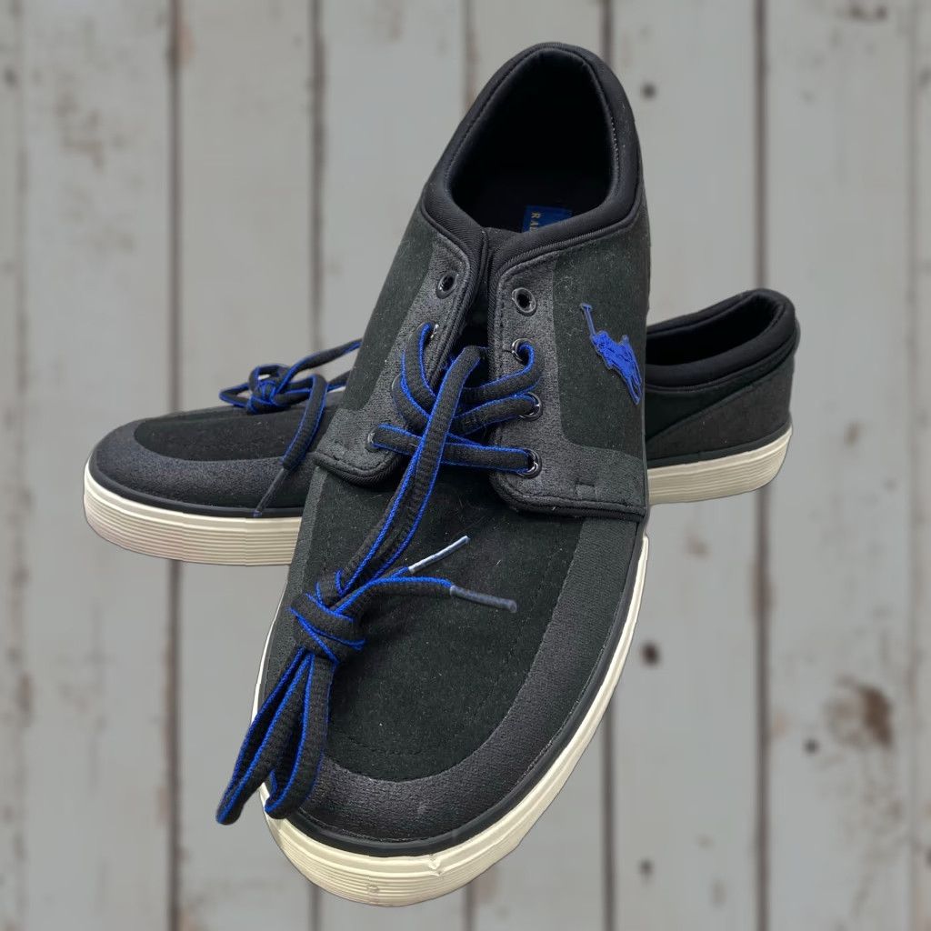 NWT Polo Ralph Lauren Men’s Faxon X Canvas Sneaker Shoes Black Red Size 12D