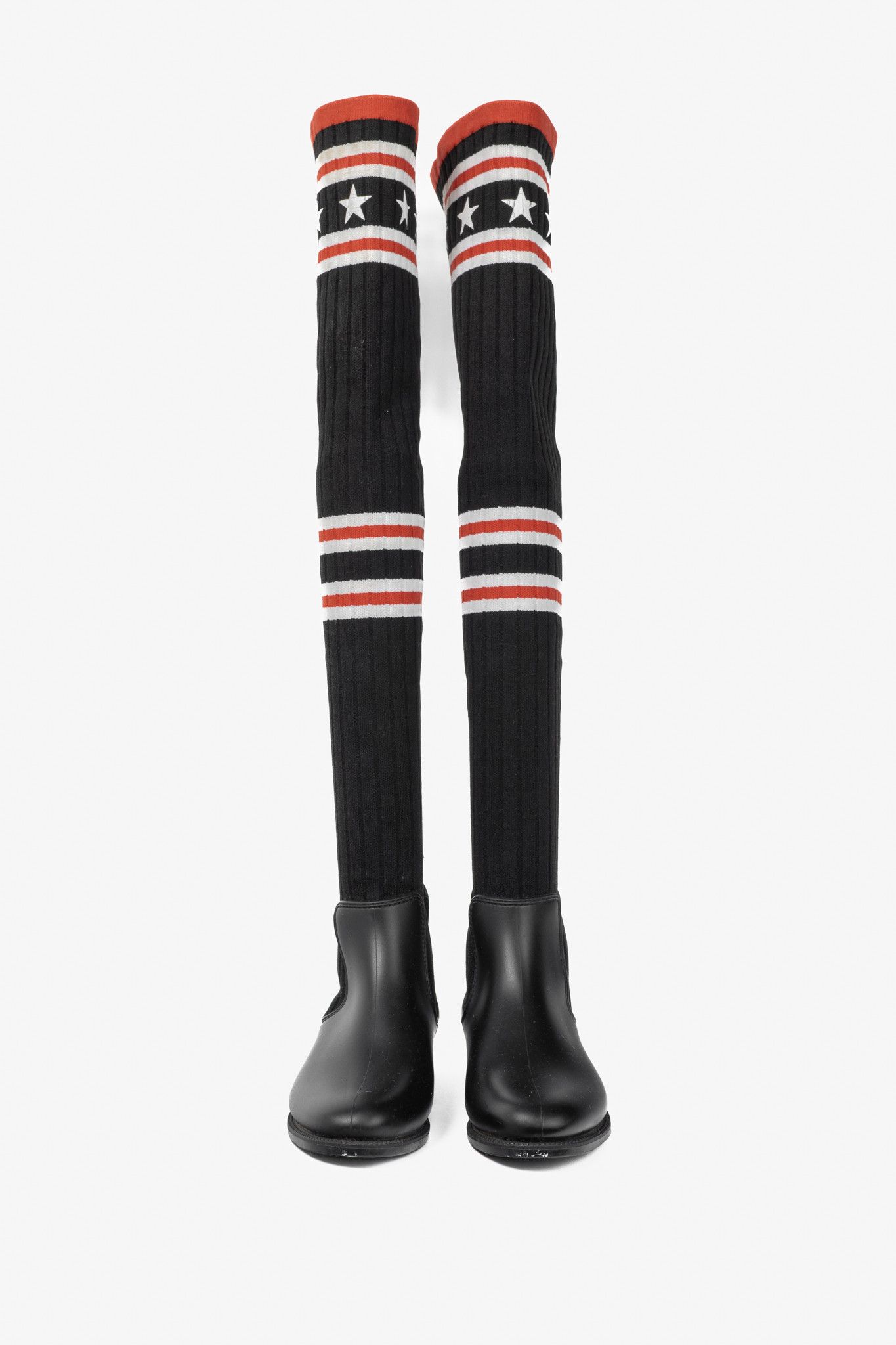 Givenchy Givenchy Black Over-the-Knee Star & Stripe Sock Rain Boots Size US 4.5 / IT 34.5 - 2 Thumbnail