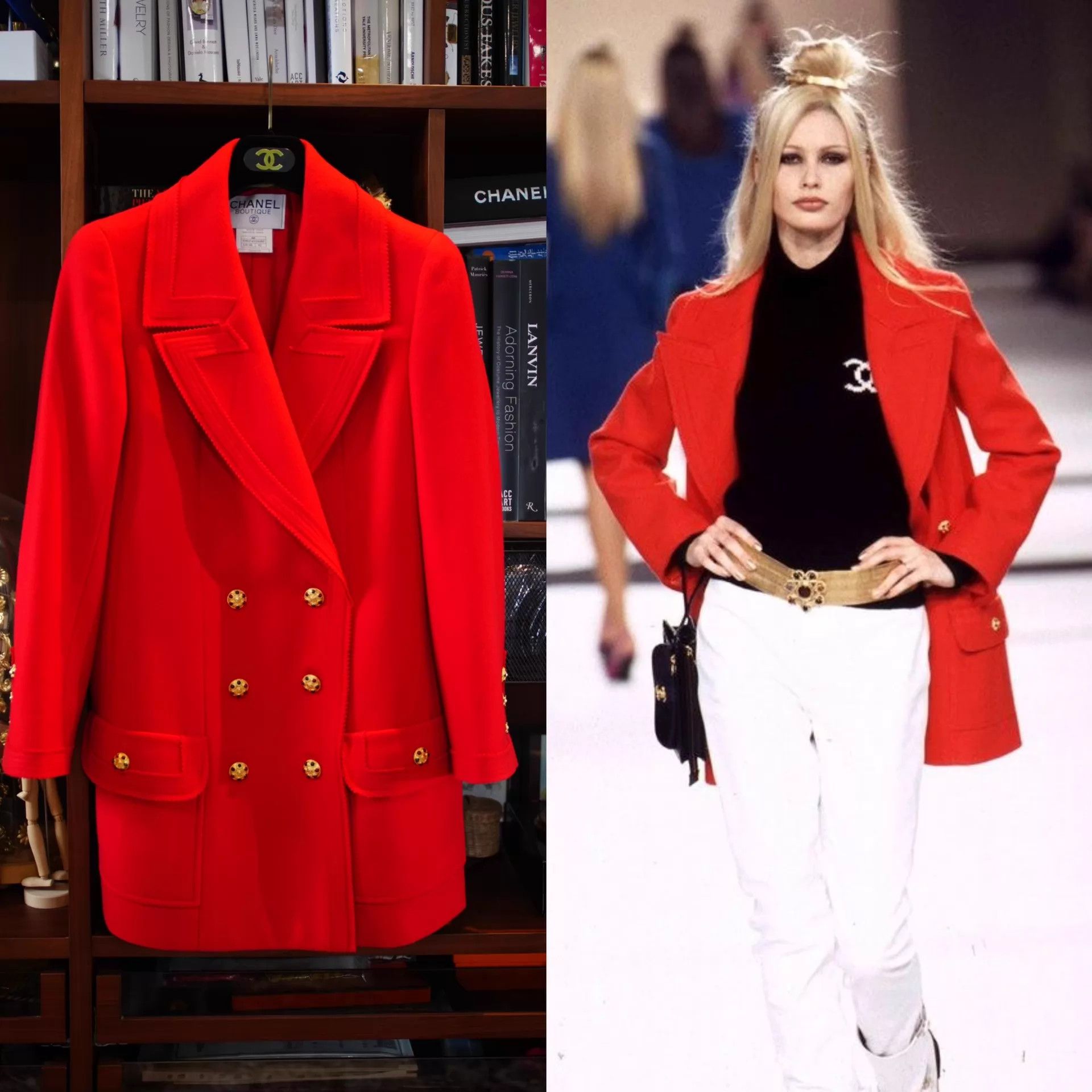 Chanel Chanel 1996 Vintage Red Double-Breasted Wool Coat Fr42 Size M / US 6-8 / IT 42-44 - 2 Thumbnail