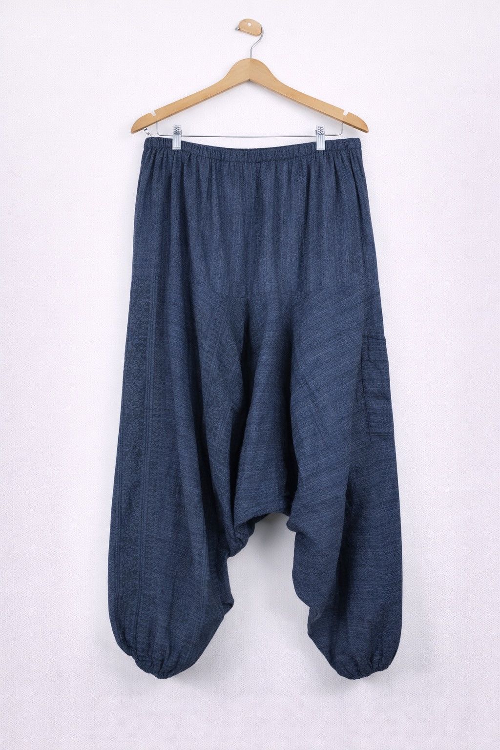 Japanese Brand Charcoal Grey Cotton Harem Pants Relaxed Drop-Crotch Elastic Size US 28 / EU 44 - 2 Thumbnail