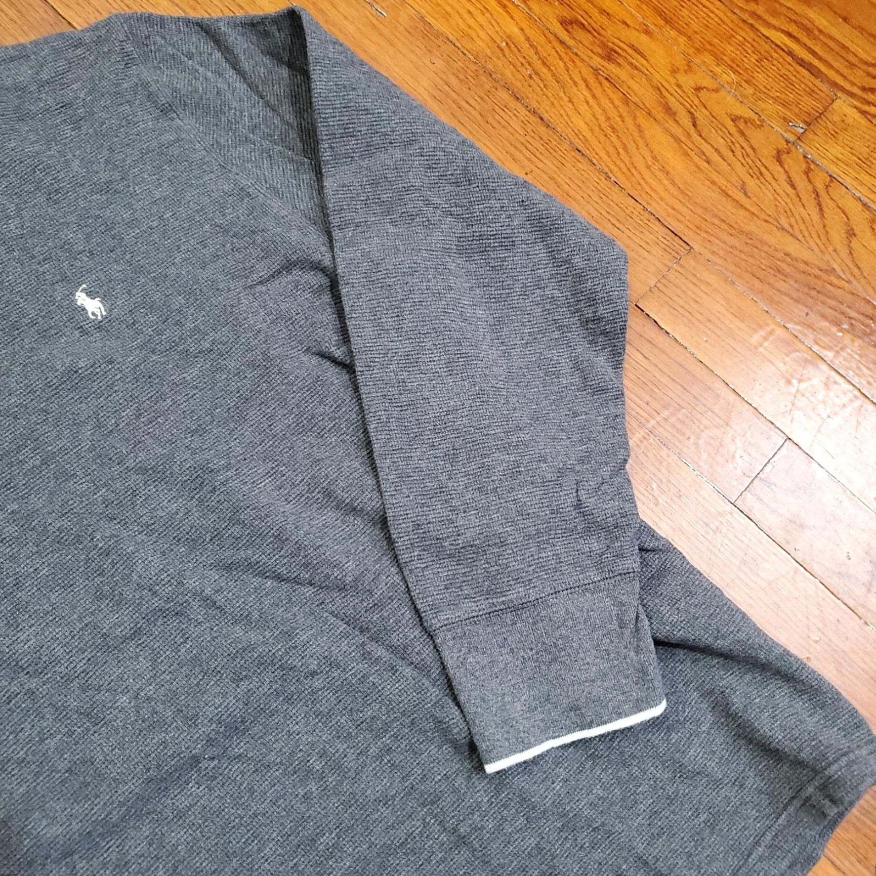 Polo Ralph Lauren Polo Ralph Lauren Sweater Mens 2XL Gray Waffle-Knit V-Neck Cotton Pullover Size US XXL / EU 58 / 5 - 3 Thumbnail