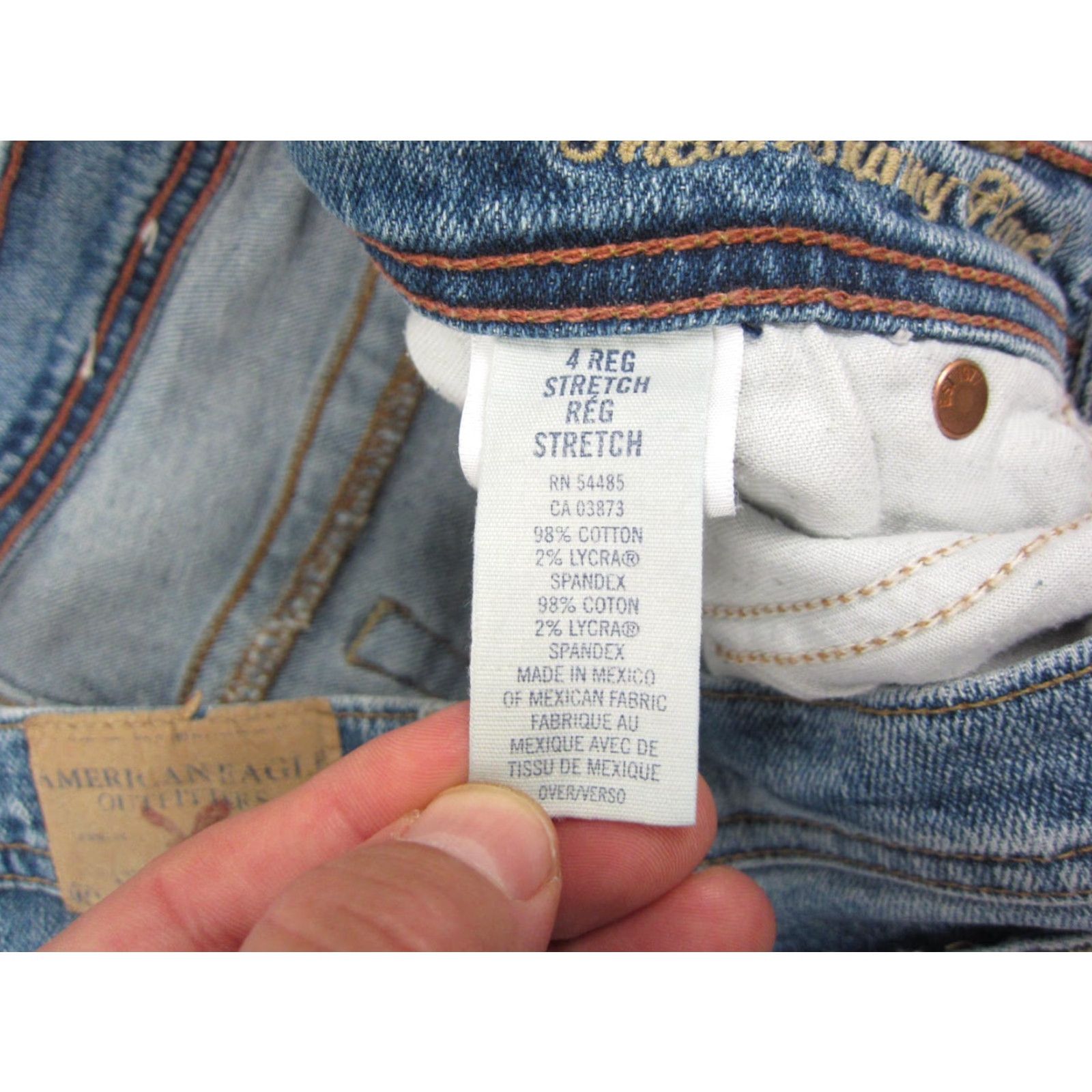 American Eagle Outfitters American Eagle Jeans Womens 4 Reg Blue Distressed Stretch Skinny Denim Distressed N/A Size 27" / US 4 / IT 40 - 6 Thumbnail