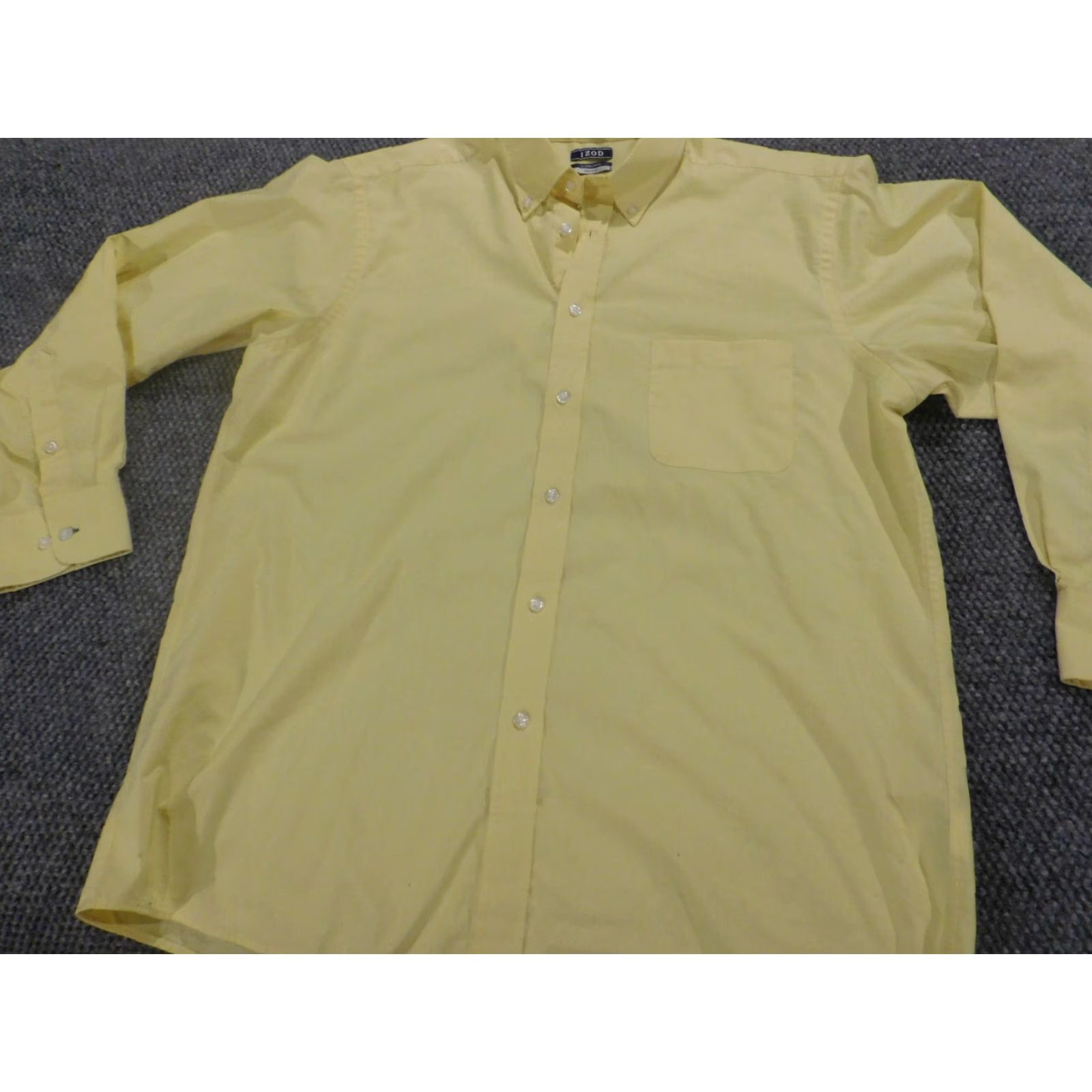 Izod IZOD Mens Button-Up Shirt Large Yellow Cotton Knit Stretch Regular Fit Long Sleeve Collared N/A Logo Vintage: No Mens Size US L / EU 52-54 / 3 - 2 Thumbnail