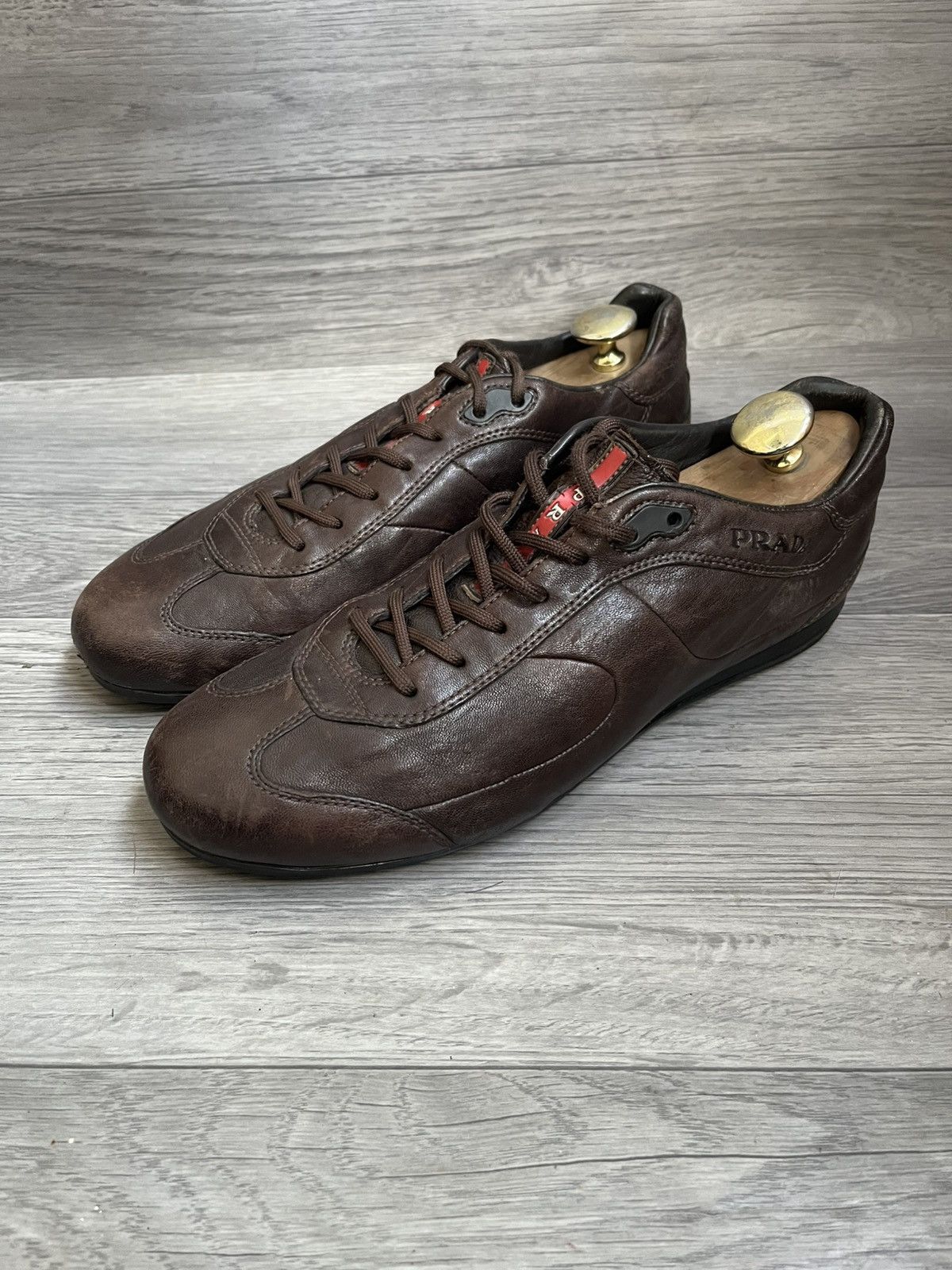 Prada montecarlo brown low top sneakers sz 43