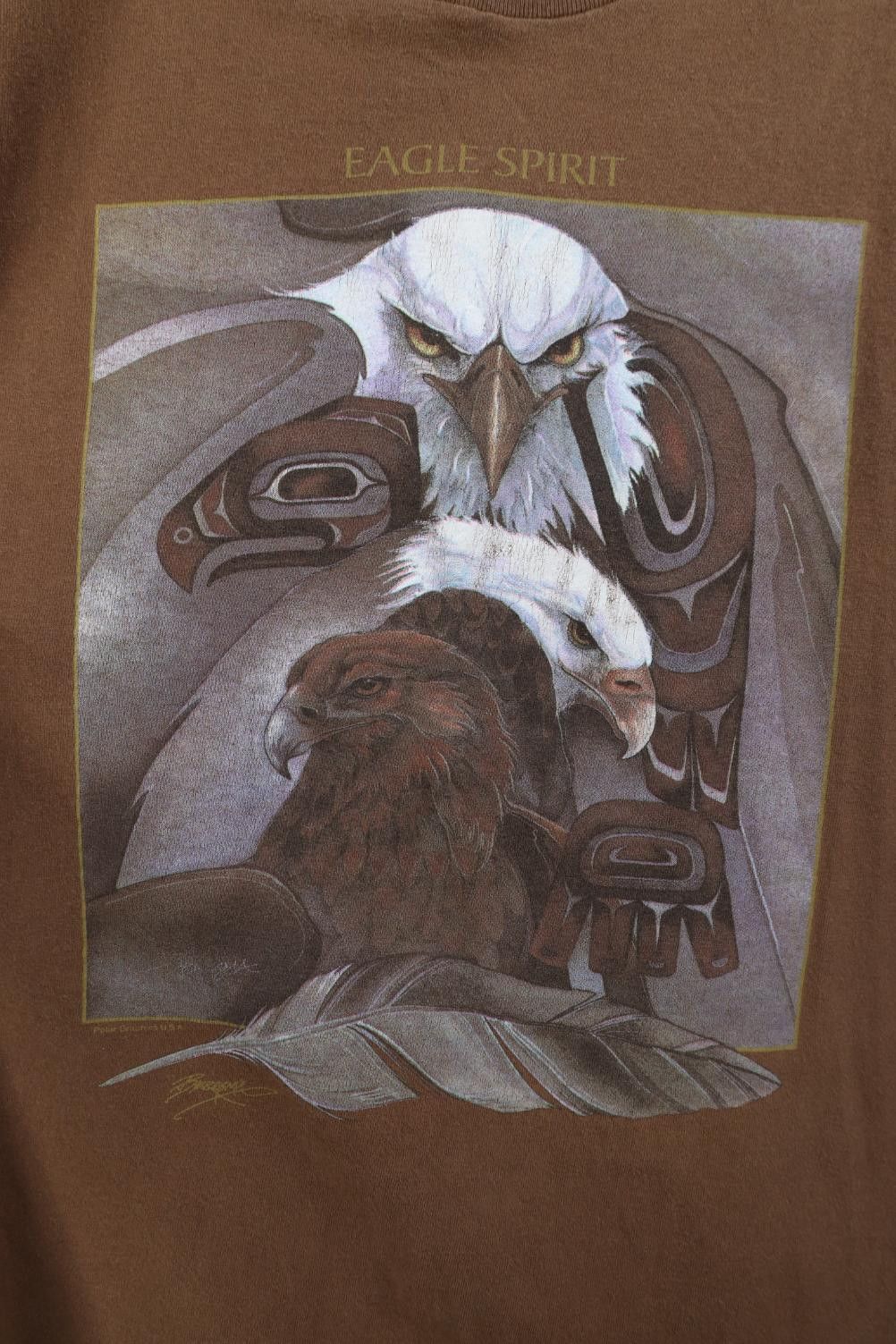 Vintage Vintage 90s Streetwear Folk Art Eagle Spirit Feather T-Shirt Size US L / EU 52-54 / 3 - 4 Thumbnail