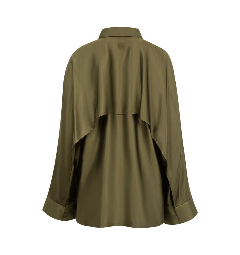 Loewe o1h1sh10626 Cape Shirt in Khaki Green Size M / US 6-8 / IT 42-44 - 2 Thumbnail