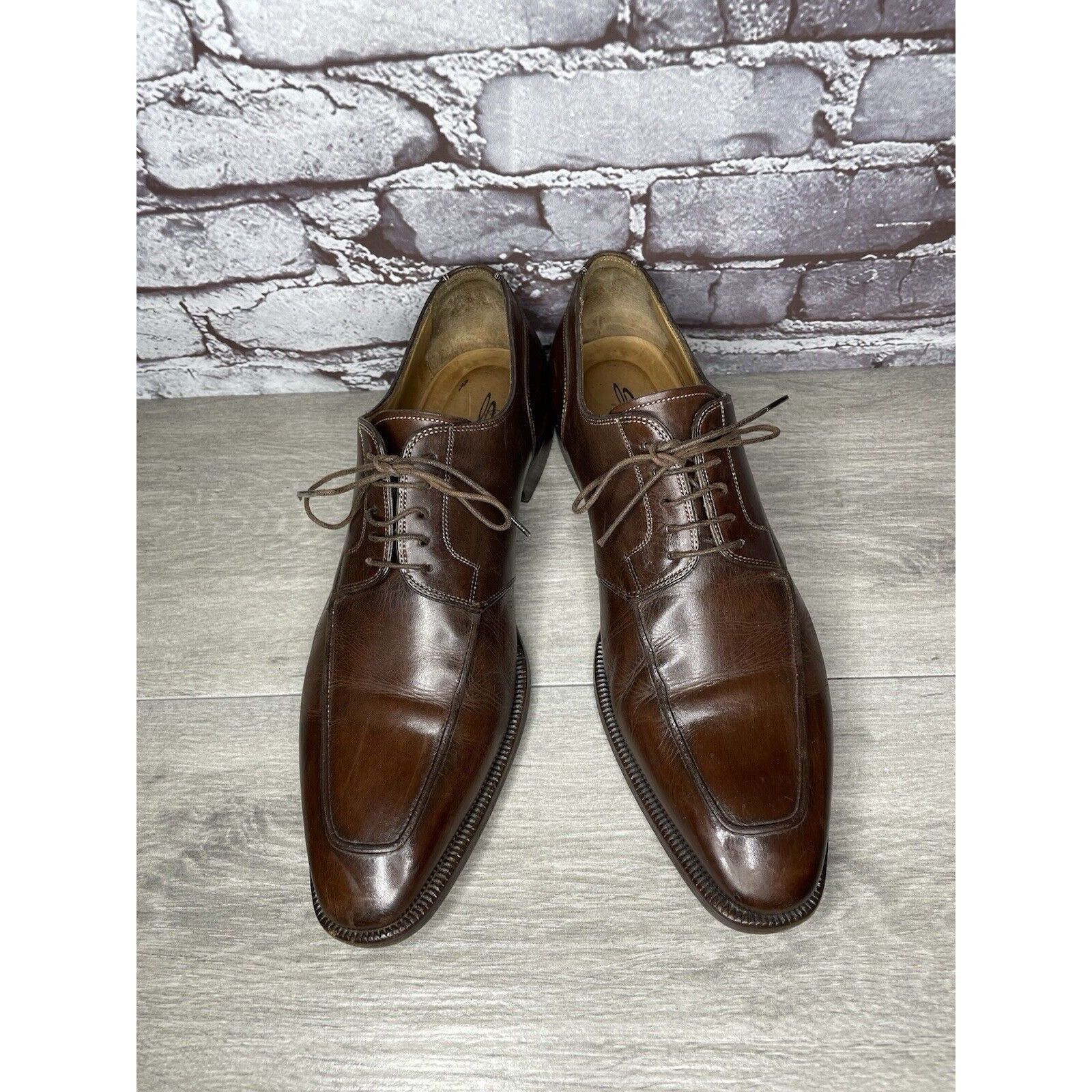 Santoni Santoni Brown Leather Apron Toe Loafers Oxfords Dress Shoes Size US 10 / EU 43 - 11 Thumbnail
