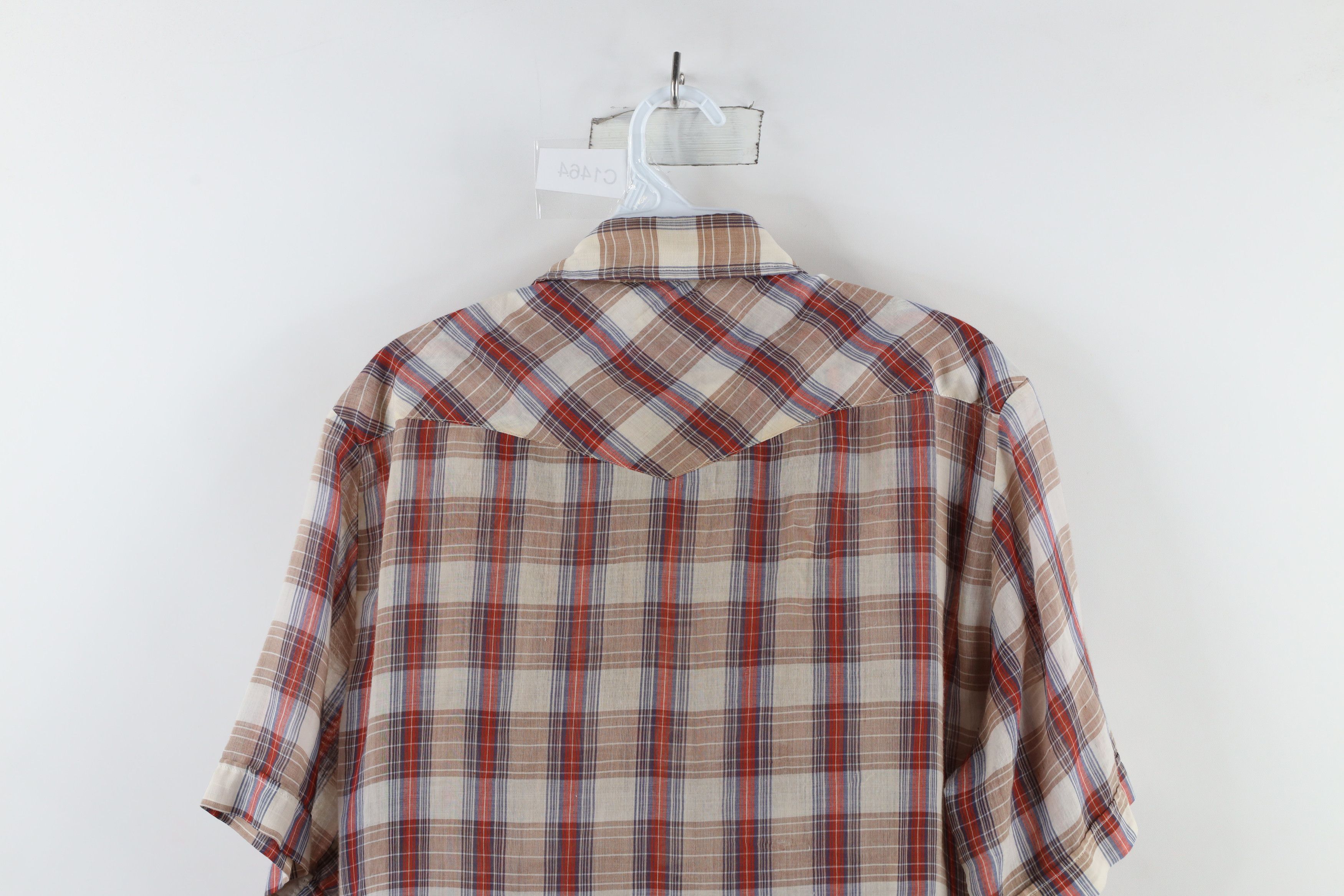 Vintage Vintage 70s Streetwear Sheer Western Button Shirt Plaid Size US L / EU 52-54 / 3 - 14 Thumbnail