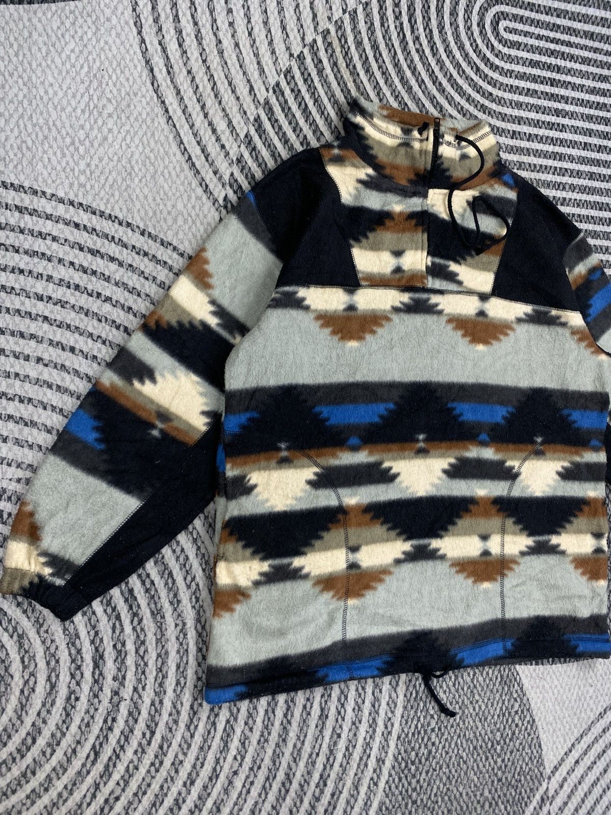 Japanese Brand Vintage Port Arthur Quarter Zip Aztex Print Fleece Shirt Size US L / EU 52-54 / 3 - 3 Thumbnail