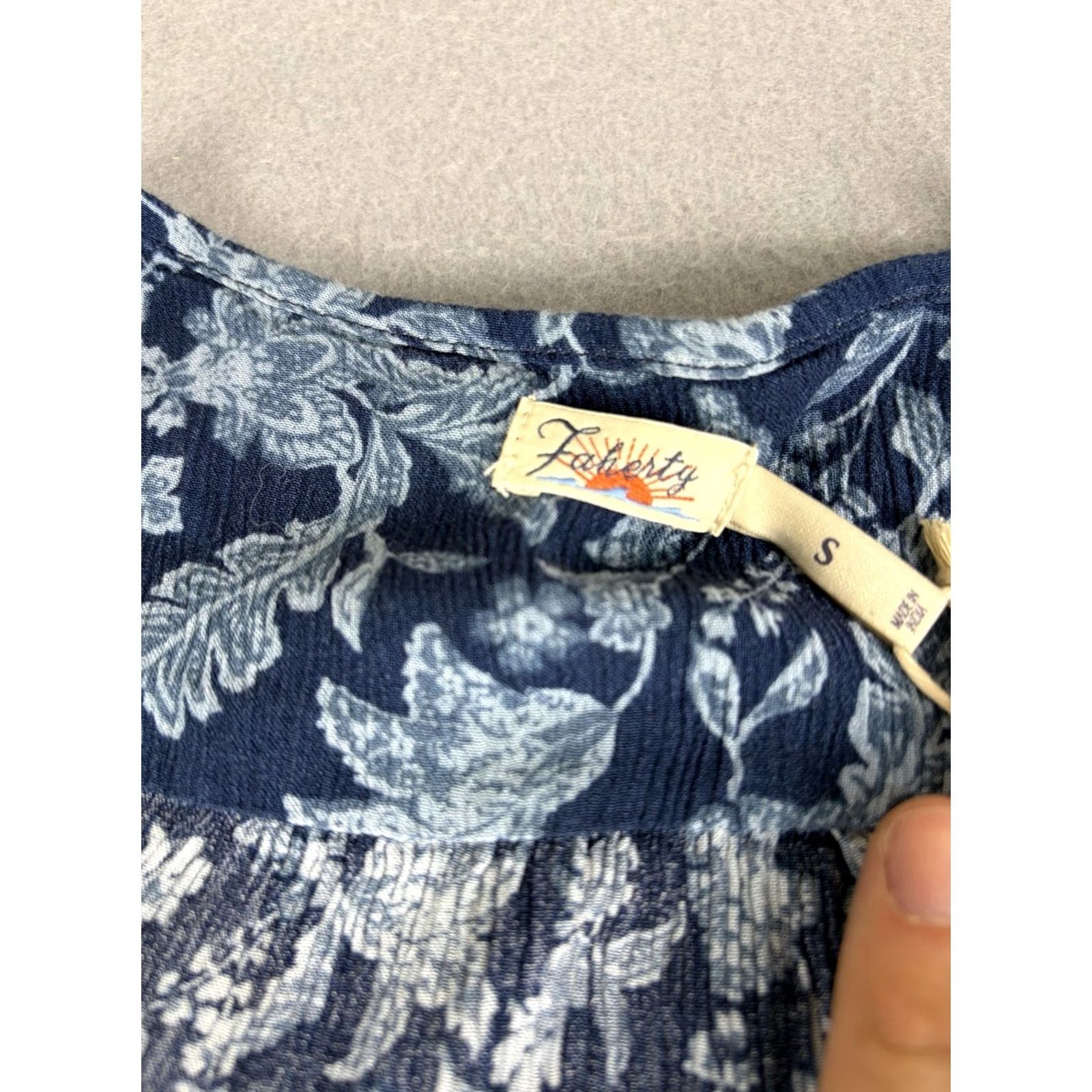 Faherty Faherty Dress Women’s Small Blue Floral Button Front Long Sleeve NEW Size S / US 4 / IT 40 - 6 Thumbnail