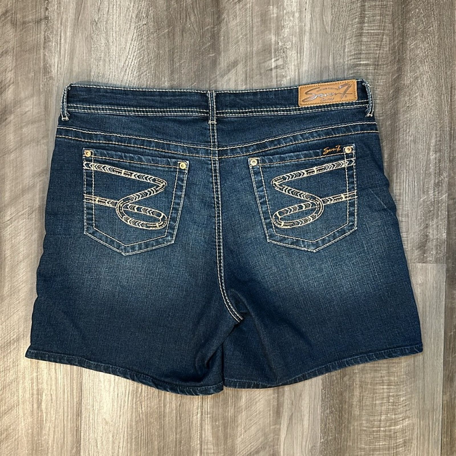 Seven 7 Seven7 Bermuda Stretch Denim Shorts - 14 Size 36" / US 14 / IT 50 - 2 Thumbnail