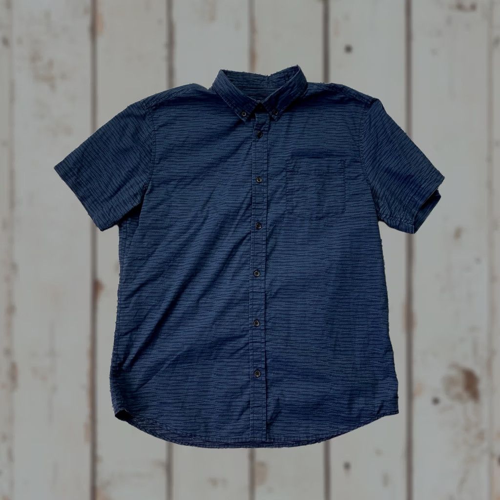 Prana prAna Button-Up Shirt Mens L Blue Slim Casual Short Sleeve Plaid Pattern Cotton Organic Blend Recycled Polyester Button Front Pocket Size US L / EU 52-54 / 3 - 1 Thumbnail