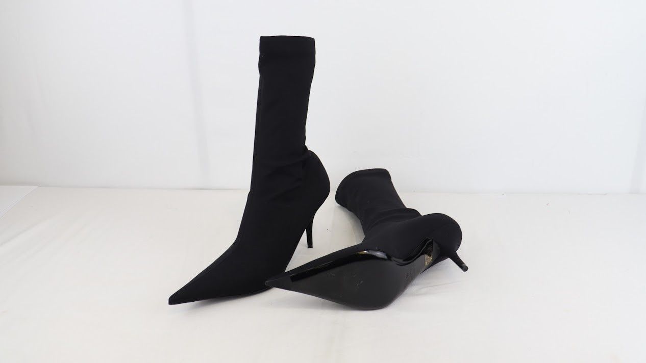 Balenciaga o1rshd1 Tronc.T S.Cuoio Jersey Crepe Boots in Black Size US 11 / IT 41 - 9 Thumbnail