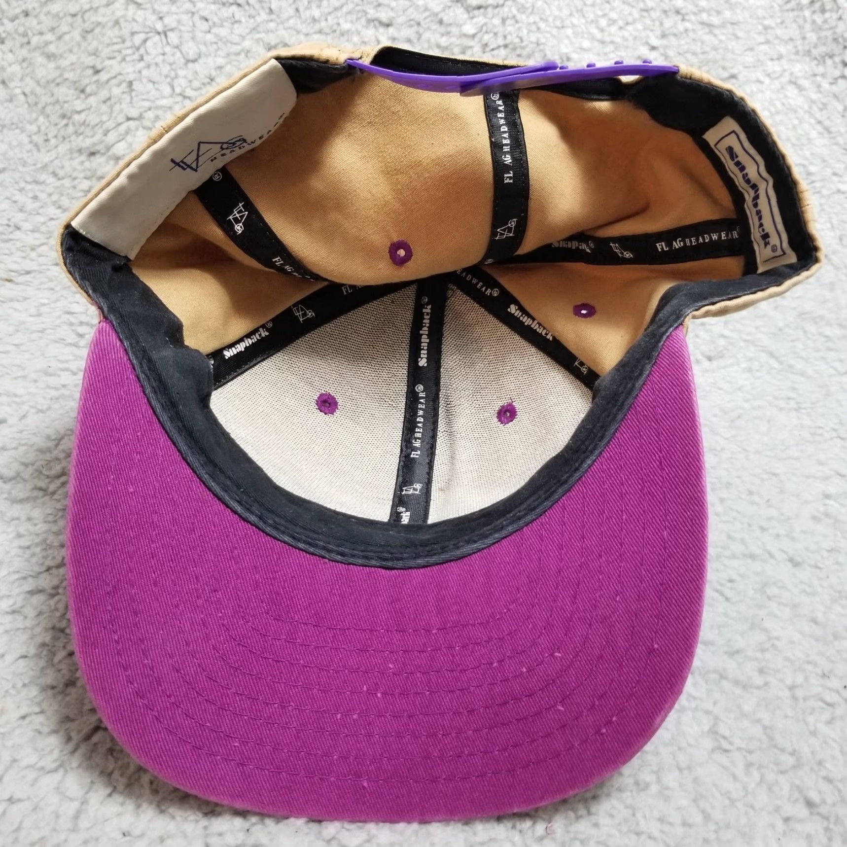 Vintage LONG BEACH Vintage Embroidered Old English Purple Tan Hip Hop Snapback Cap Hat Size ONE SIZE - 2 Thumbnail