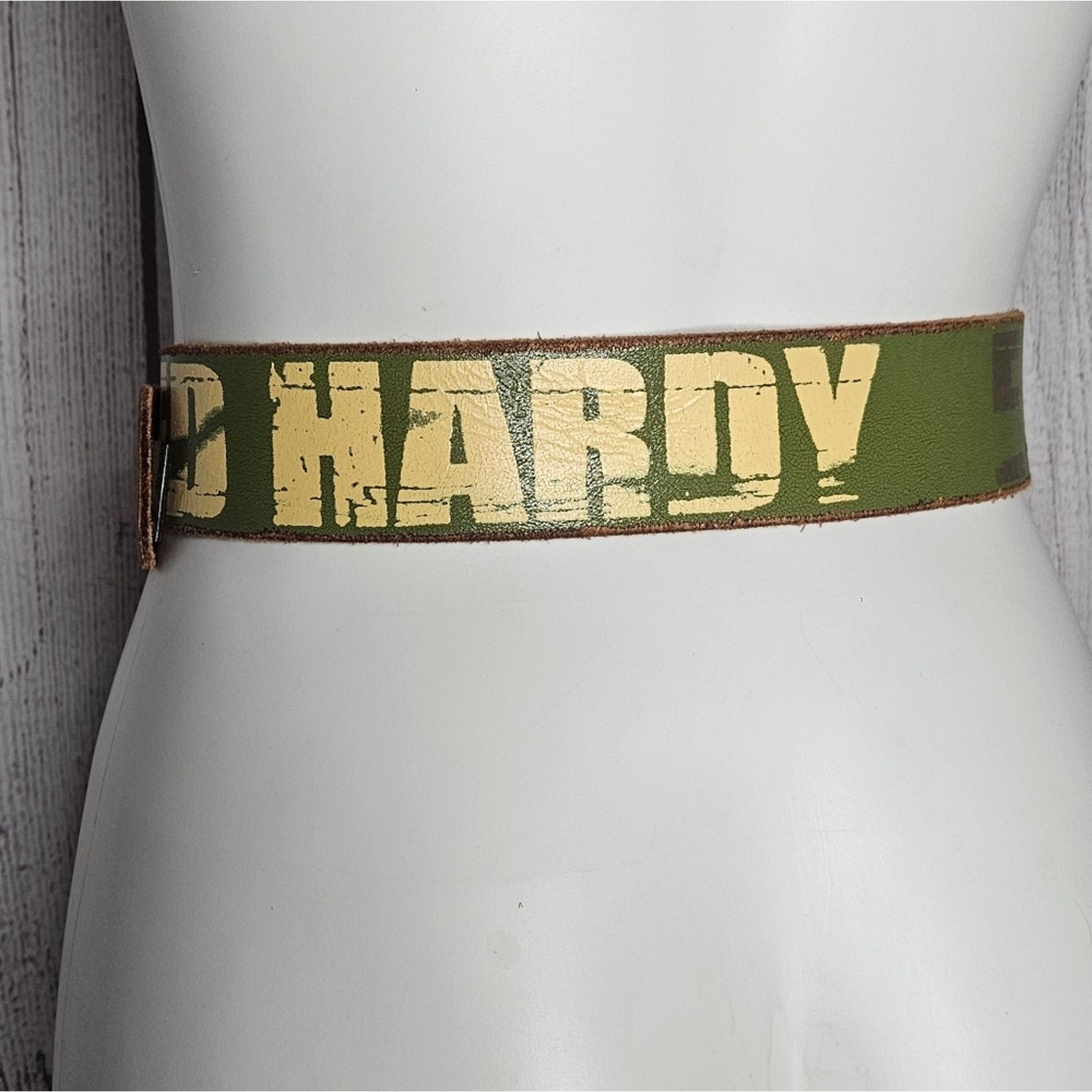 Ed Hardy Vintage Y2K Leather Ed Hardy Belt, size Small Size 32 - 6 Thumbnail