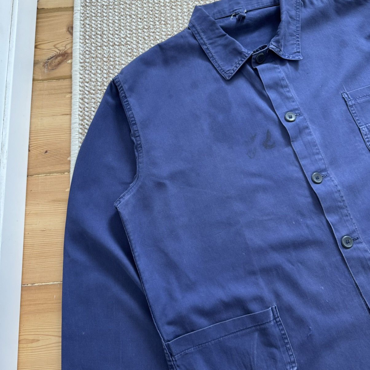 Le Laboureur French vintage faded sanfor work chore stained worn jacket Size US XL / EU 56 / 4 - 4 Thumbnail