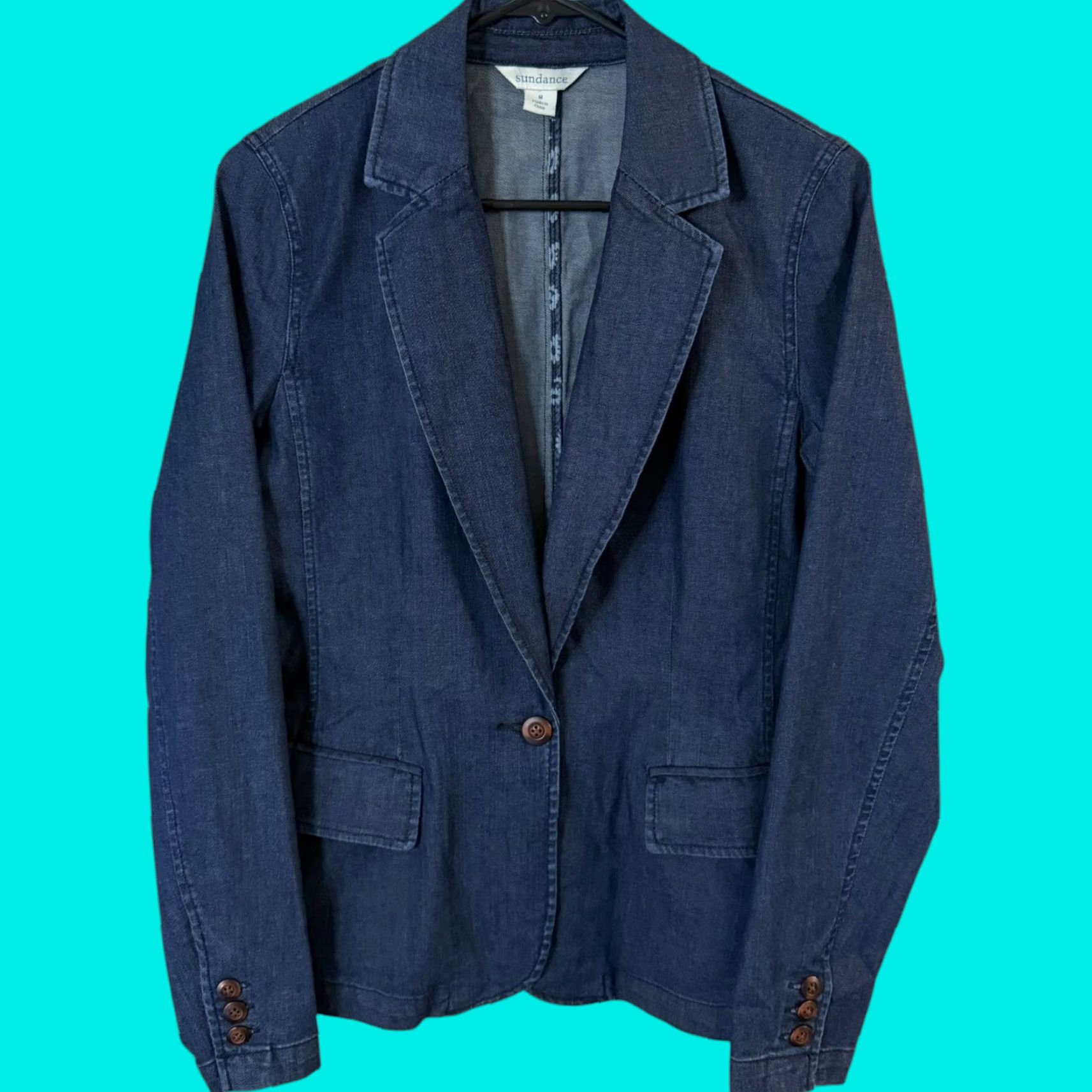 Vintage Sundance Western Denim Blazer Jacket Blue Women’s Size 8 Dark Wash Single-Button Blazer Regular Size M / US 6-8 / IT 42-44 - 1 Thumbnail
