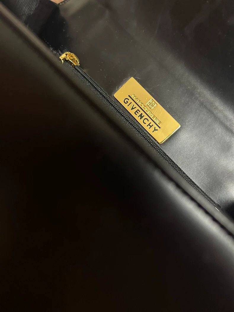 Givenchy Vintage Black and Gold Four-Grid Cowhide Tote Bag