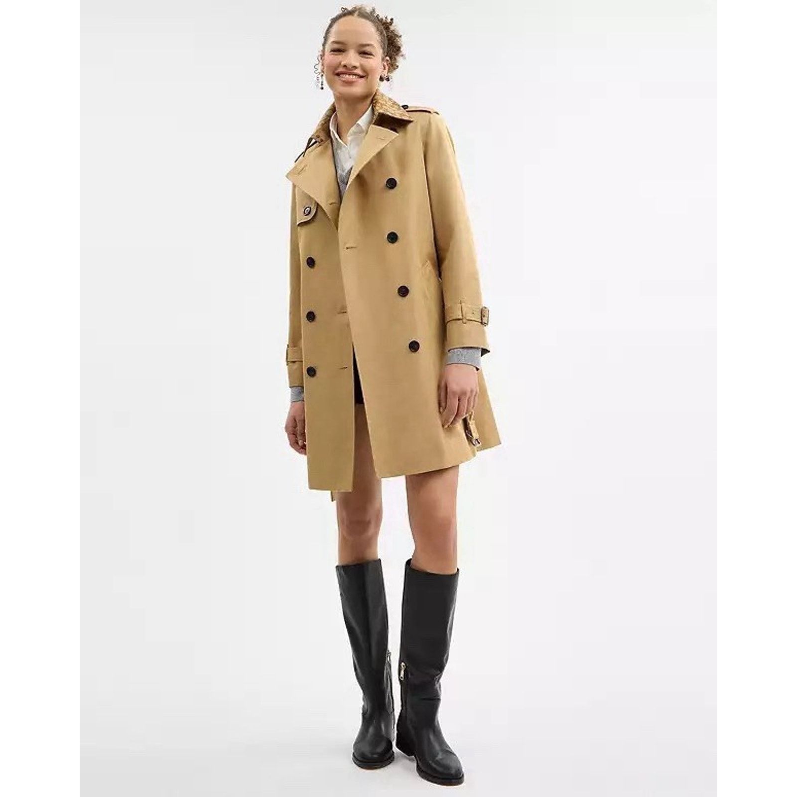 Coach NWT COACH Women's Mid Trench Coat Collar khaik CAB95 XL Size XL / US 12-14 / IT 48-50 - 7 Thumbnail