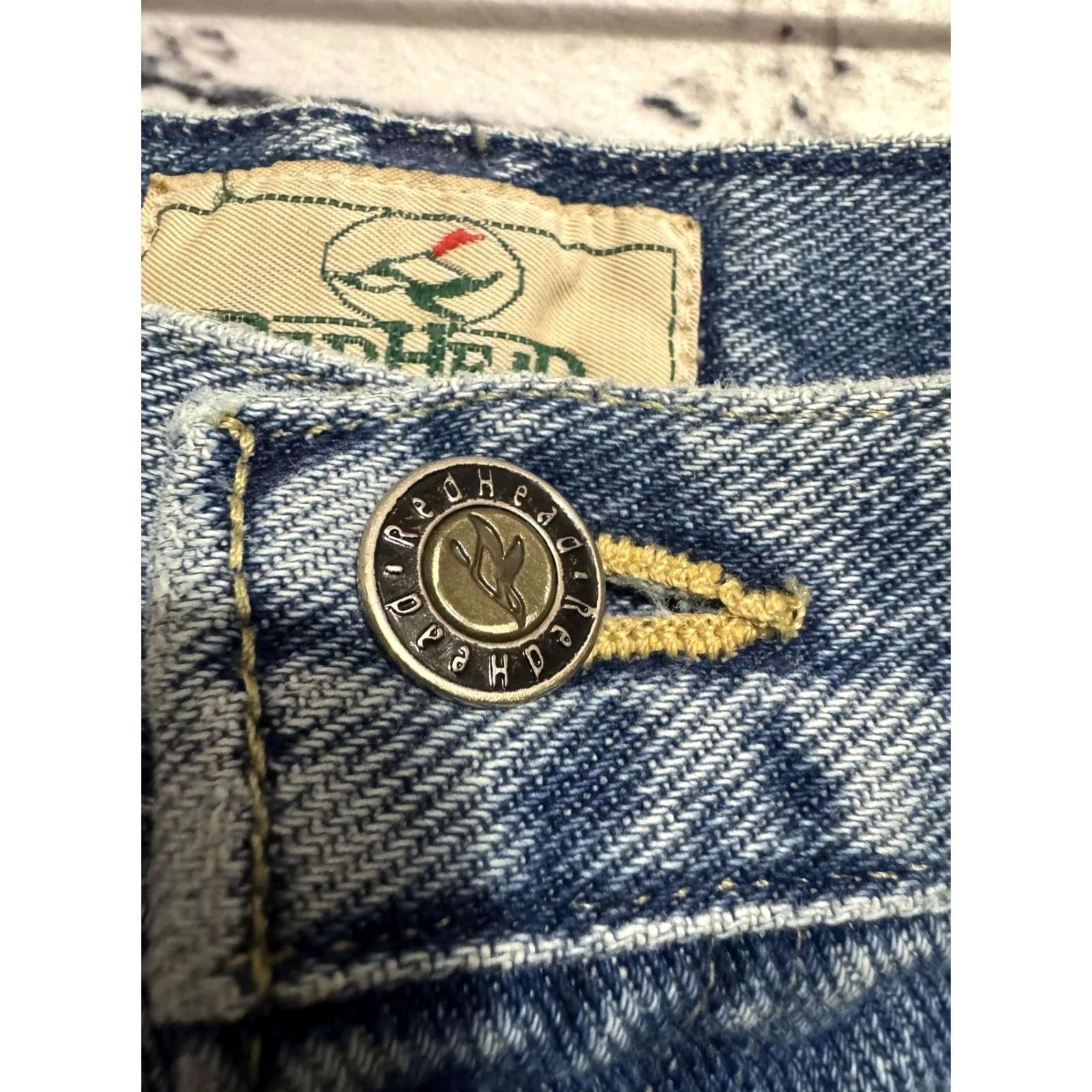 Denime RedHead Jeans Men's Denim Blue Regular 34x28.5 Cotton Pocket Button Work Casual 36 in. Regular Mens Button Closure Solid Vintage No N/A Size US 34 / EU 50 - 5 Thumbnail