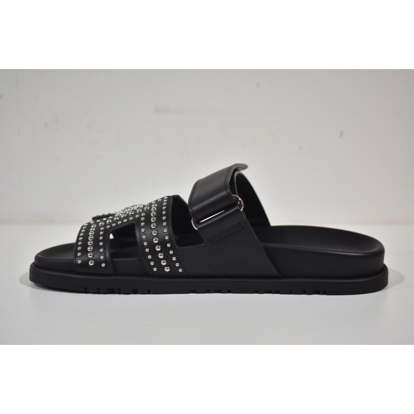 Hermes Hermes Chypre Sandal Black Silver Studded Stud H Logo Size US 7.5 / IT 37.5 - 11 Thumbnail