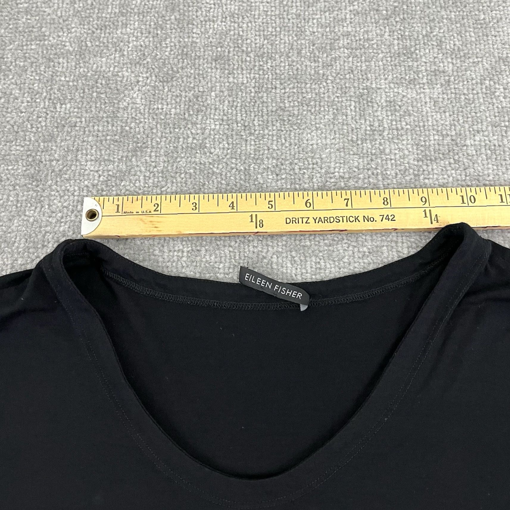 Eileen Fisher VINTAGE EILEEN FISHER Blouse Womens M/L Black Asymmetrical Tunic Top Rayon Stretch L/S Size M / US 6-8 / IT 42-44 - 7 Thumbnail