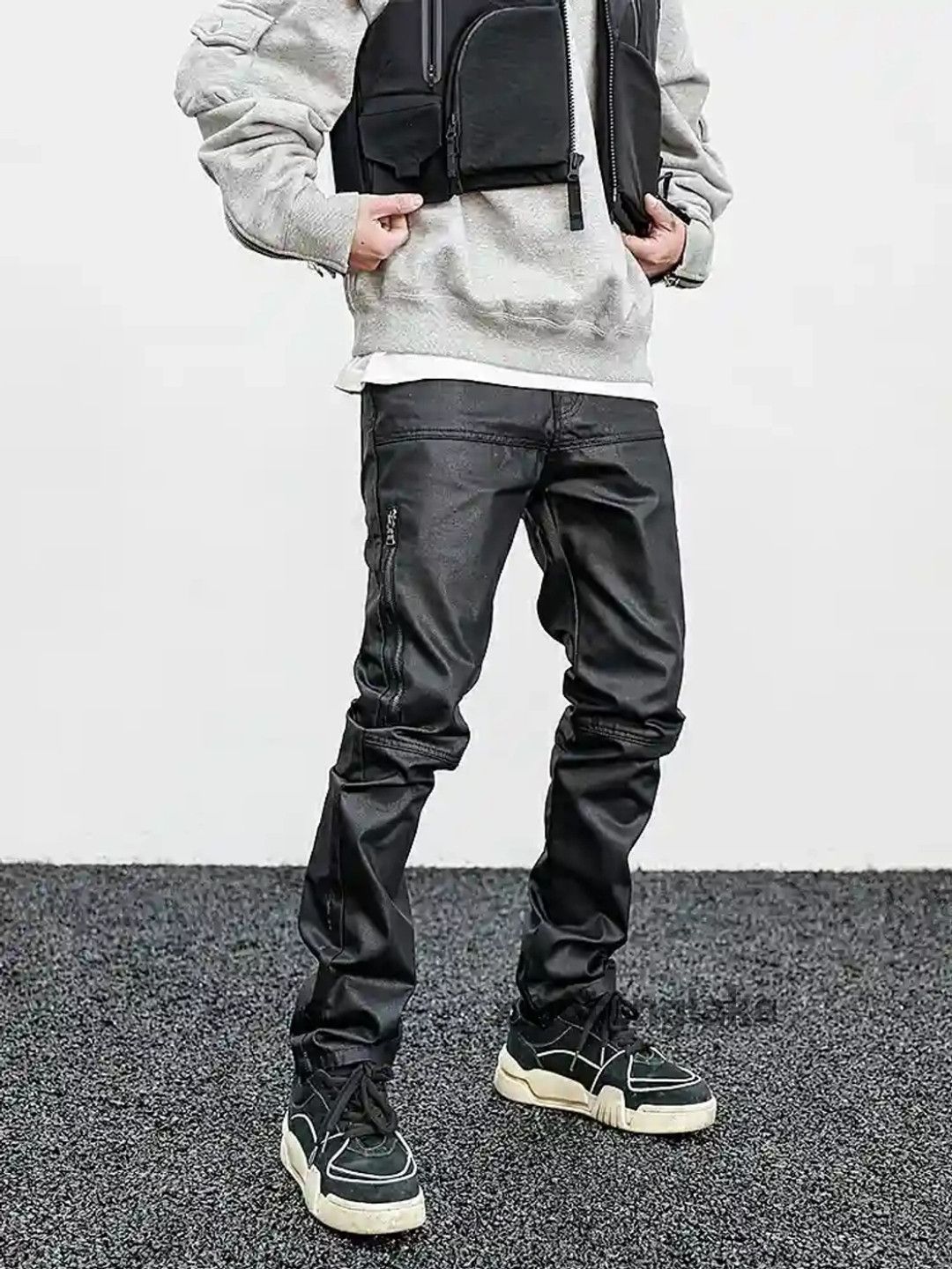 Designer × Jean × Vintage wax zipper patchwork utility skate hiphop punk jeans Size US 30 / EU 46 - 1 Thumbnail