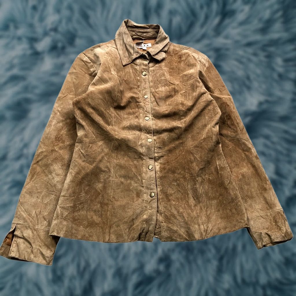 Vintage AMI Suede Leather Lined Jacket Womens Small Pockets Brown Collared Snap Button Zipper? Size S / US 4 / IT 40 - 1 Thumbnail