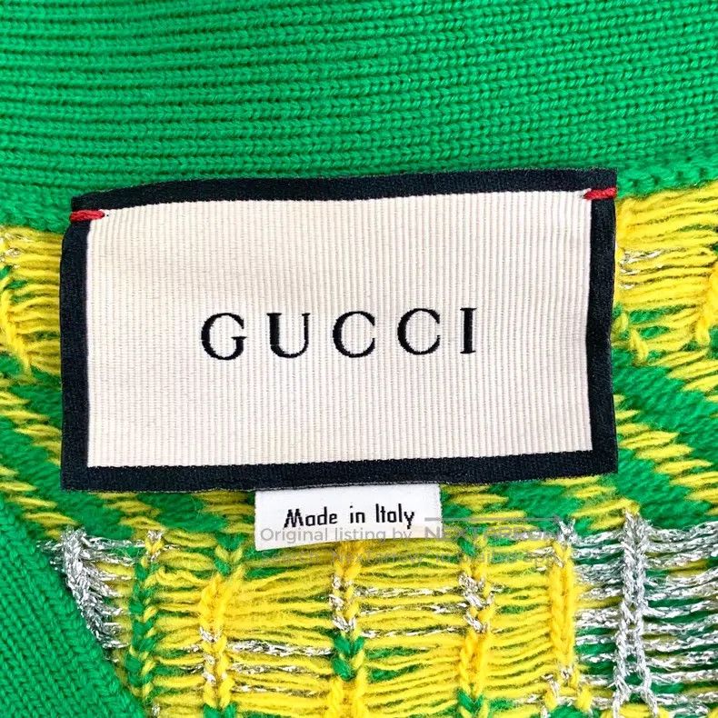 Gucci Gucci Green oblique stripe logo jacquard full print wool V Size XS / US 0-2 / IT 36-38 - 5 Thumbnail