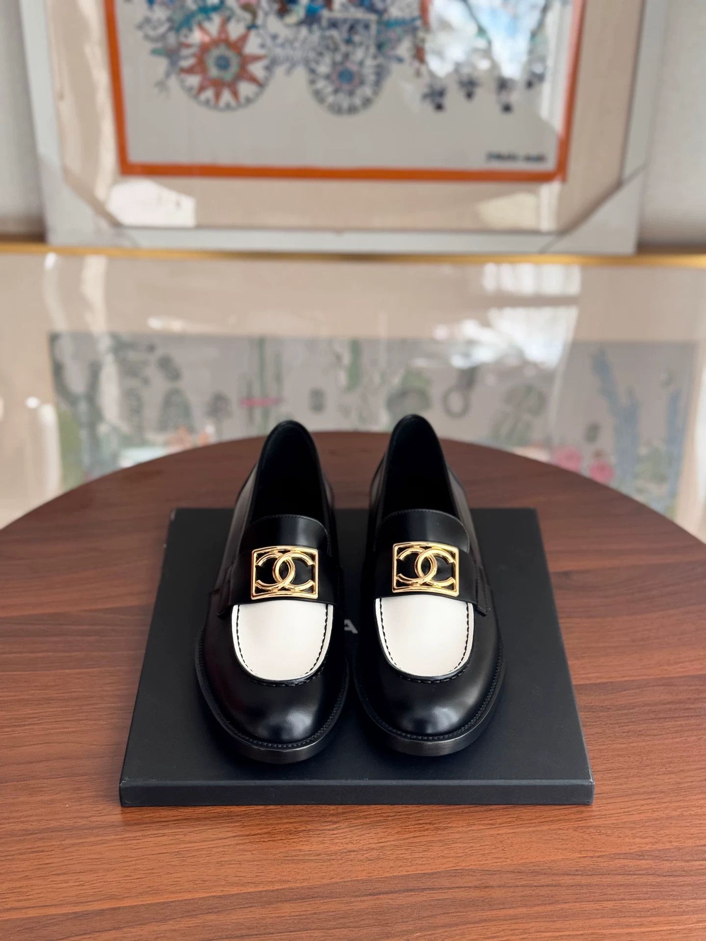 Chanel Chanel Black White Thick Sole Loafers Size US 6 / IT 36 - 1 Thumbnail