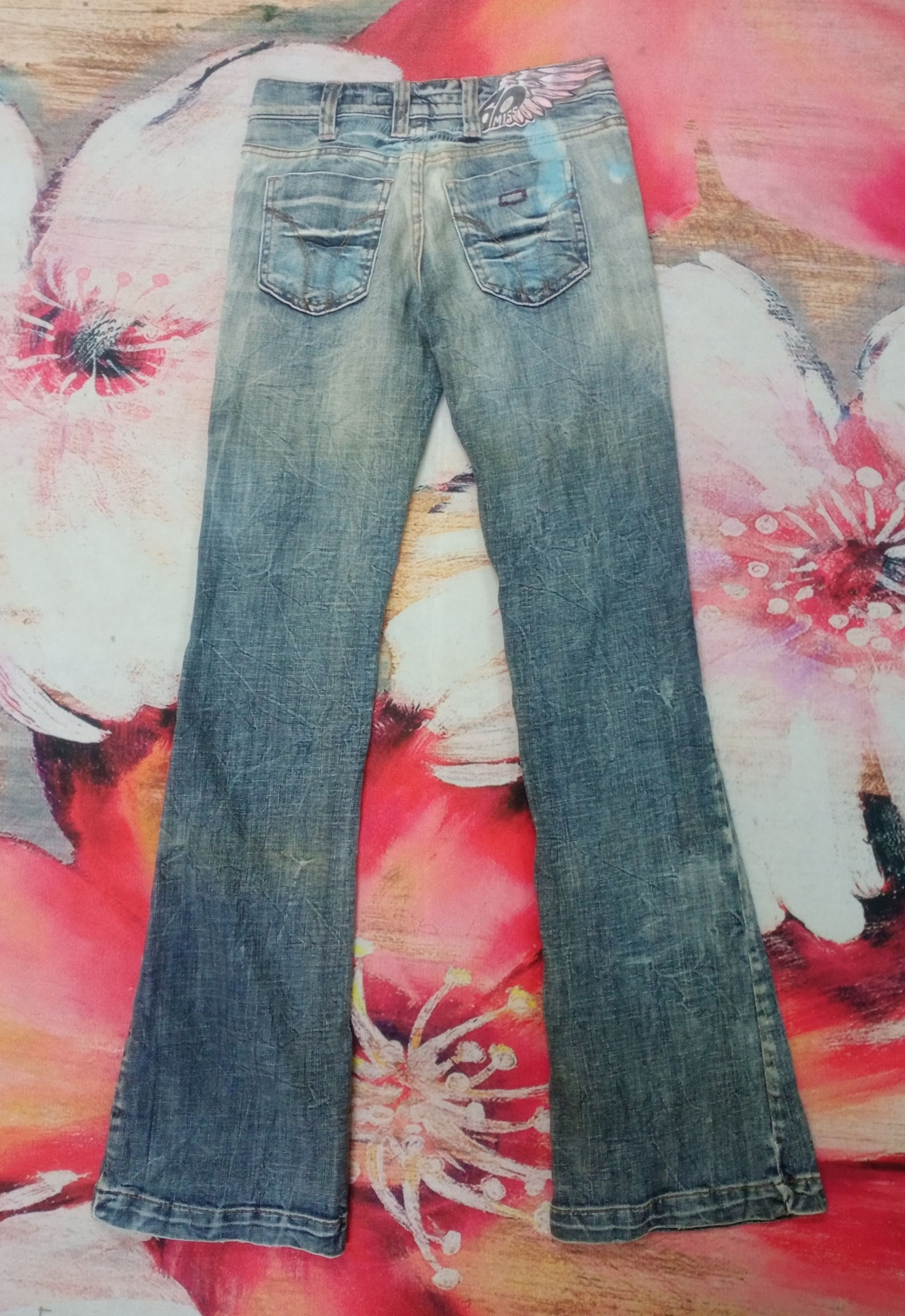 If Six Was Nine Rare Miss Sixty Flare Distressed Bootcut Jeans Size 28" / US 6 / IT 42 - 3 Thumbnail