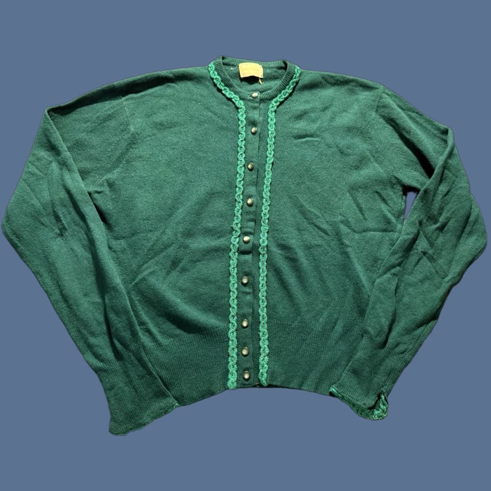 Lee VINTAGE Barbara Lee Cardigan Sweater Green XS/S 1950s Cashmere Pearl Buttons Womens Rockabilly Size XS / US 0-2 / IT 36-38 - 1 Thumbnail