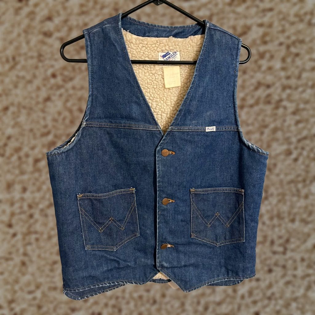 Wrangler VINTAGE Wrangler Vest Men's M Blue "No-Fault" Denims USA Shearling Lined Size US M / EU 48-50 / 2 - 1 Thumbnail