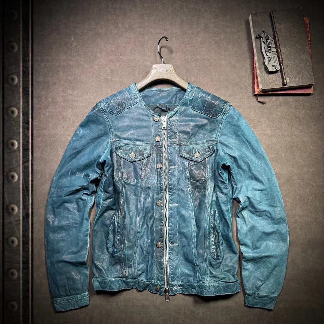 Giorgio Brato Men's Giorgio Brato Sheepskin Leather Jacket Size US M / EU 48-50 / 2 - 1 Thumbnail