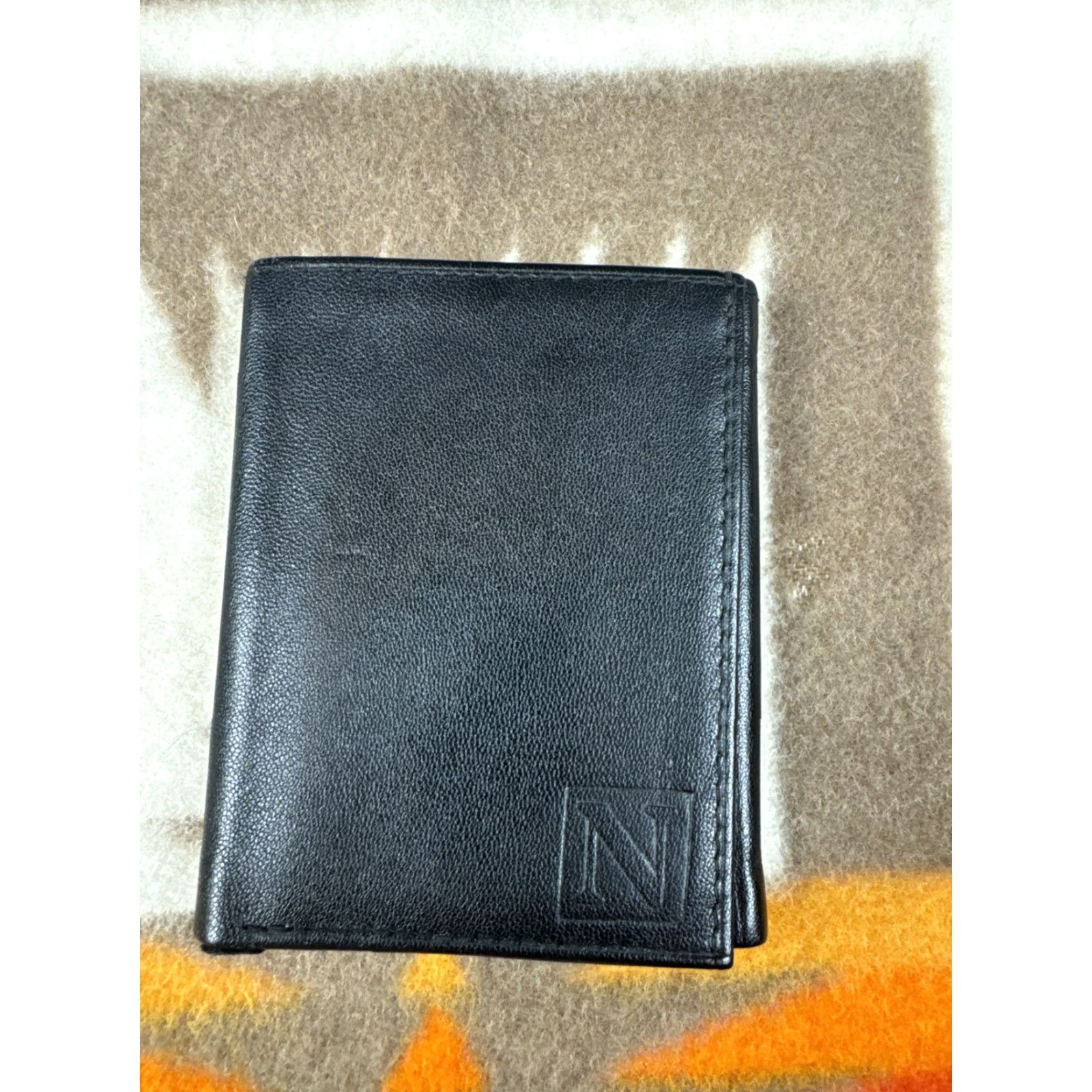 Vintage Genuine Black Leather Letter N Tri Fold Mens Wallet Size ONE SIZE - 2 Thumbnail