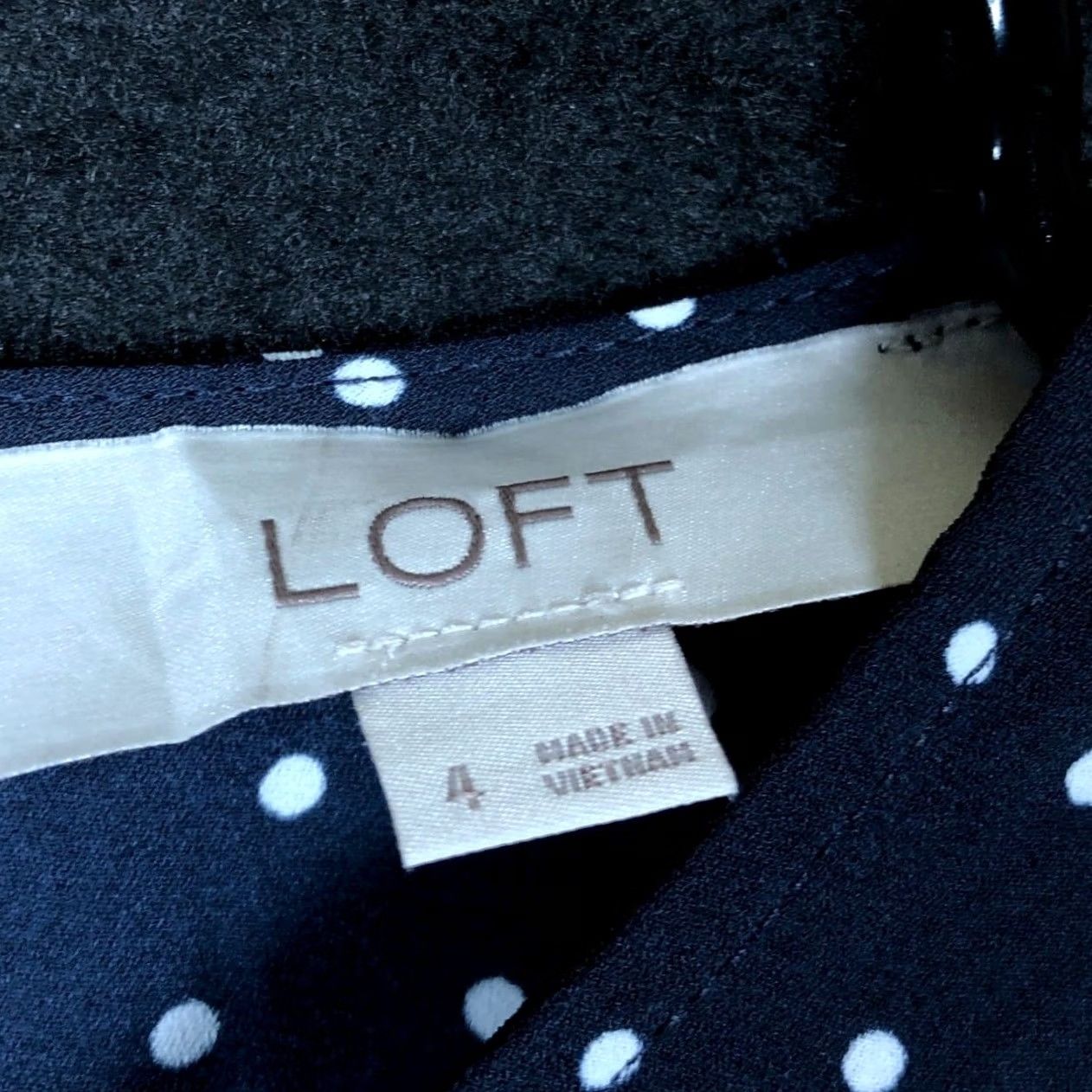 Ann Taylor LOFT Womens Blouse Blue White Polka Dot Crew Neck Short Sleeve Zip Back 4 - Casual Workwear Formal Size S / US 4 / IT 40 - 6 Thumbnail